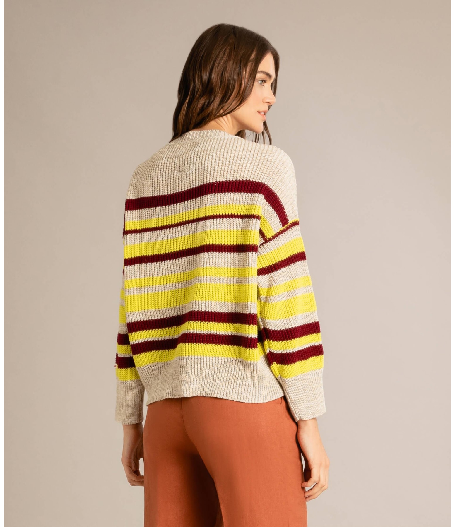 Tricot Linho Frida Listrado Bordeaux