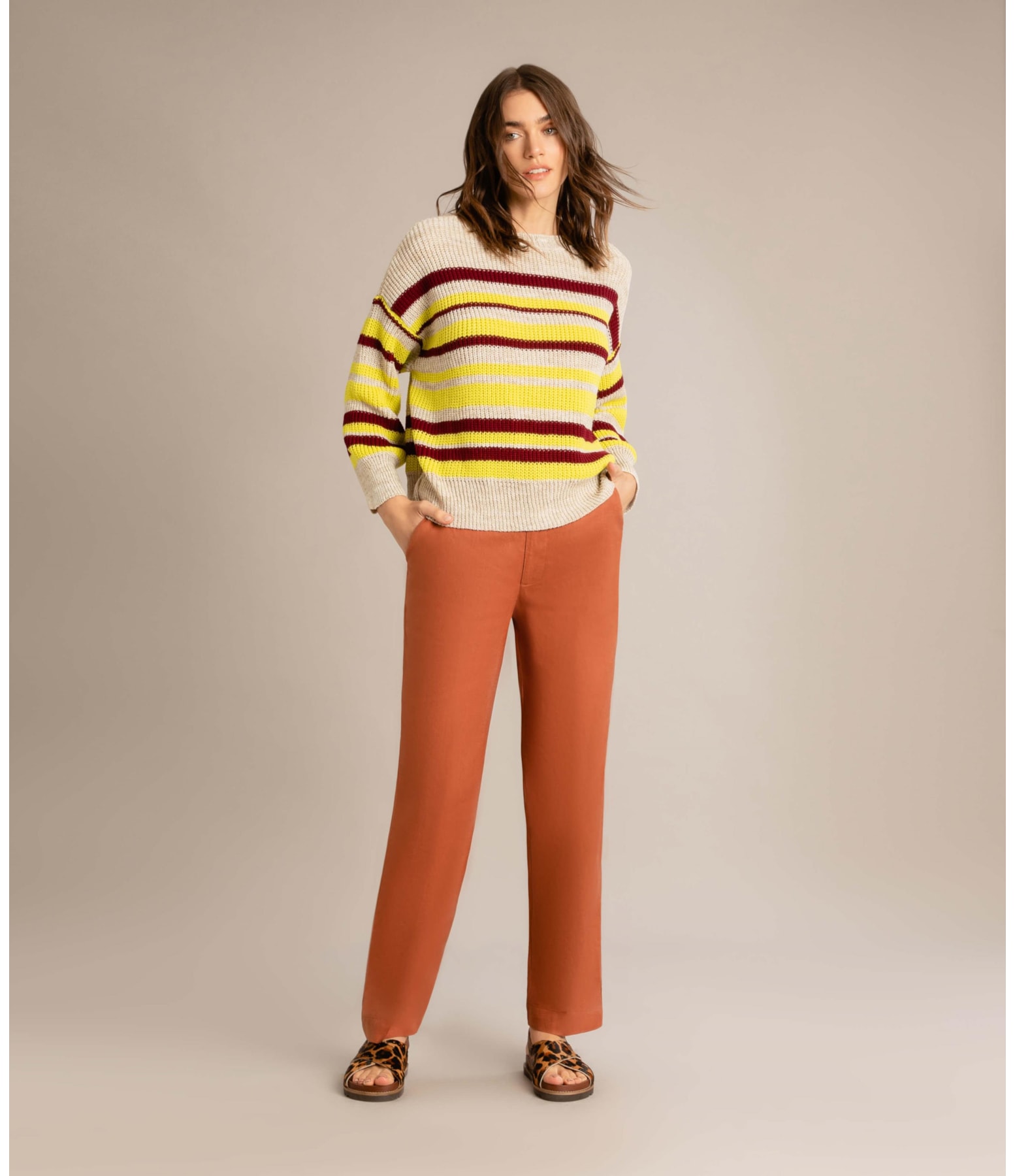 Tricot Linho Frida Listrado Bordeaux