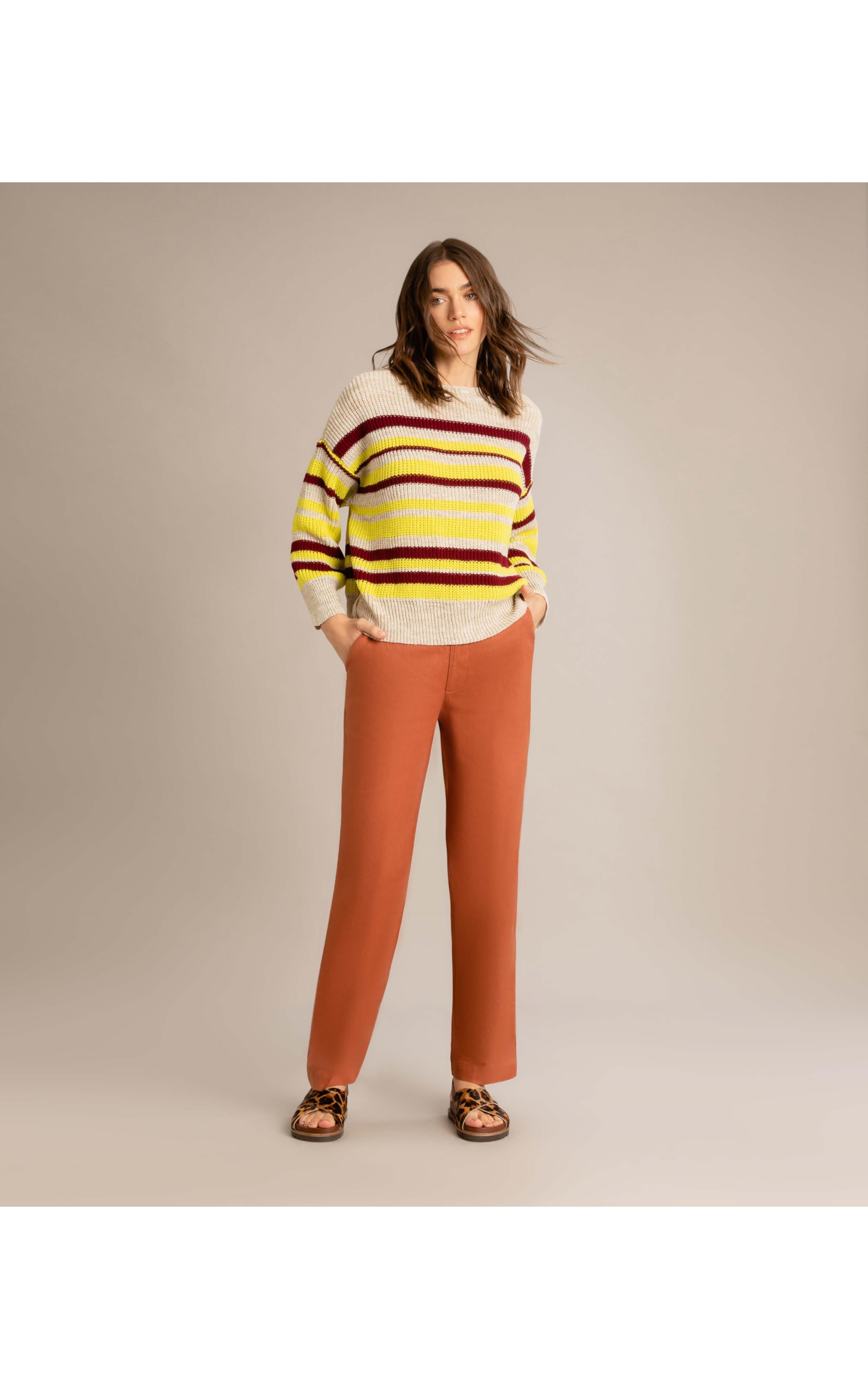 Tricot Linho Frida Listrado Bordeaux