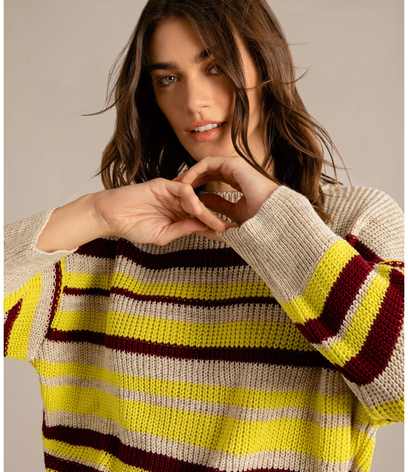 Tricot Linho Frida Listrado Bordeaux
