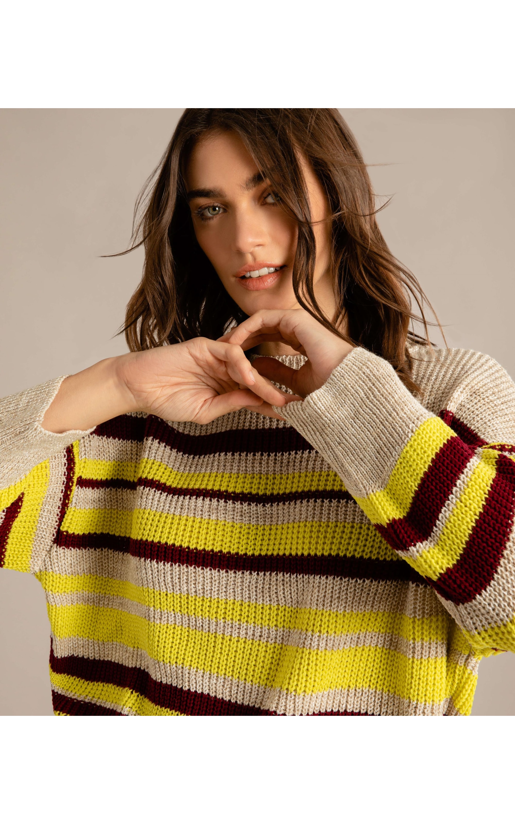 Tricot Linho Frida Listrado Bordeaux