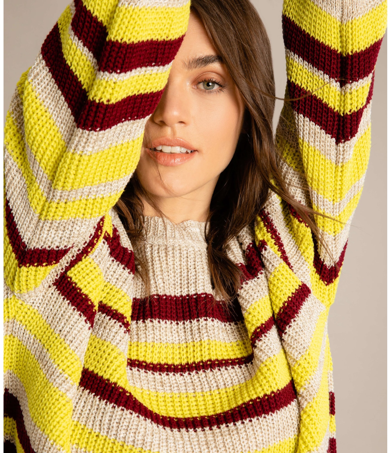 Tricot Linho Frida Listrado Bordeaux