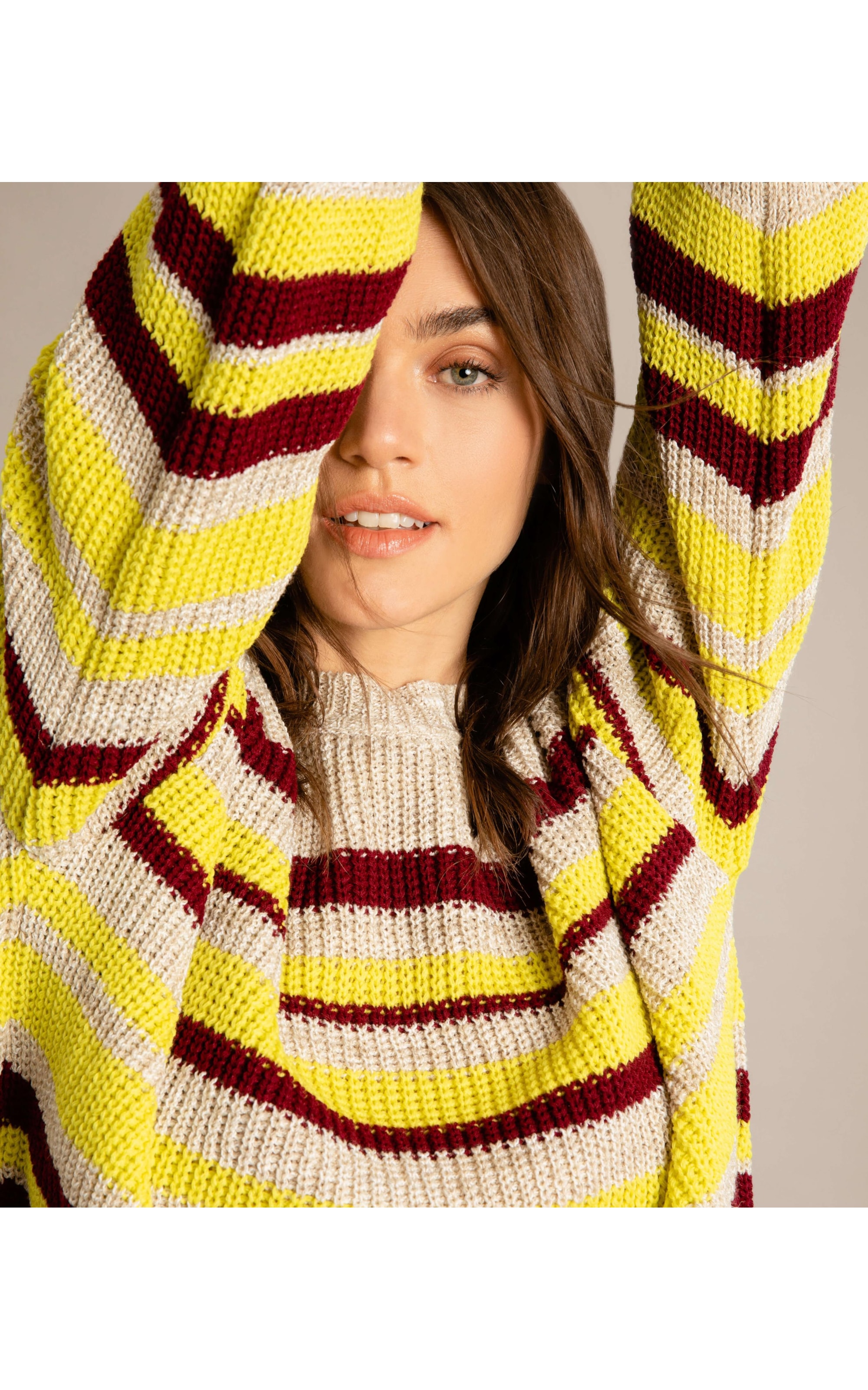 Tricot Linho Frida Listrado Bordeaux