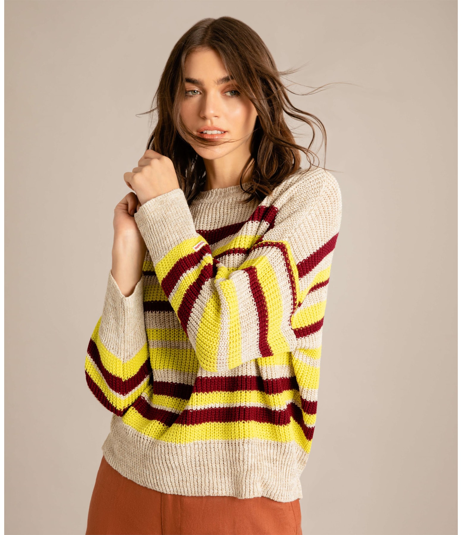 Tricot Linho Frida Listrado Bordeaux