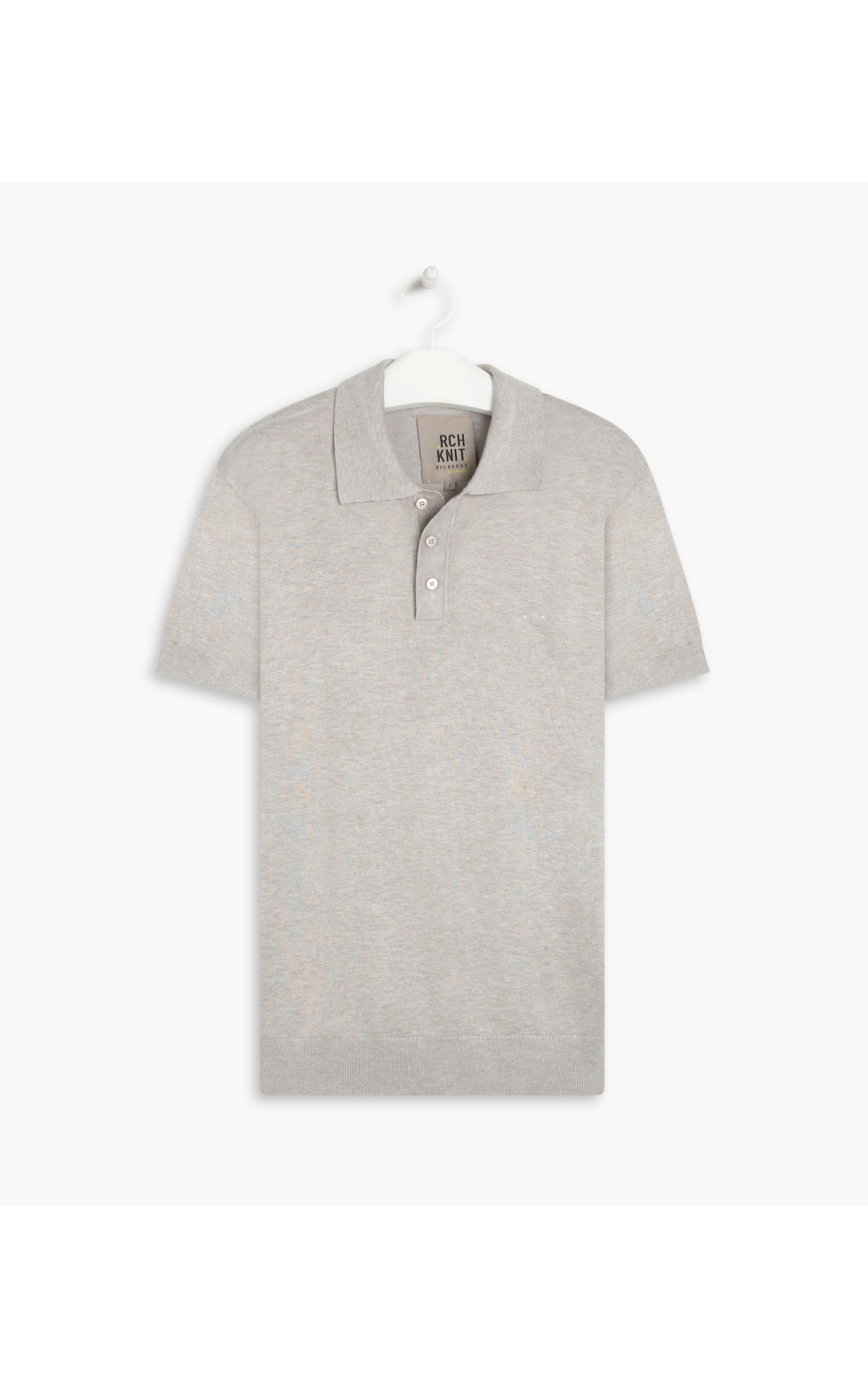 Tricot Linho Polo Linho Manga Curta Cinza Claro