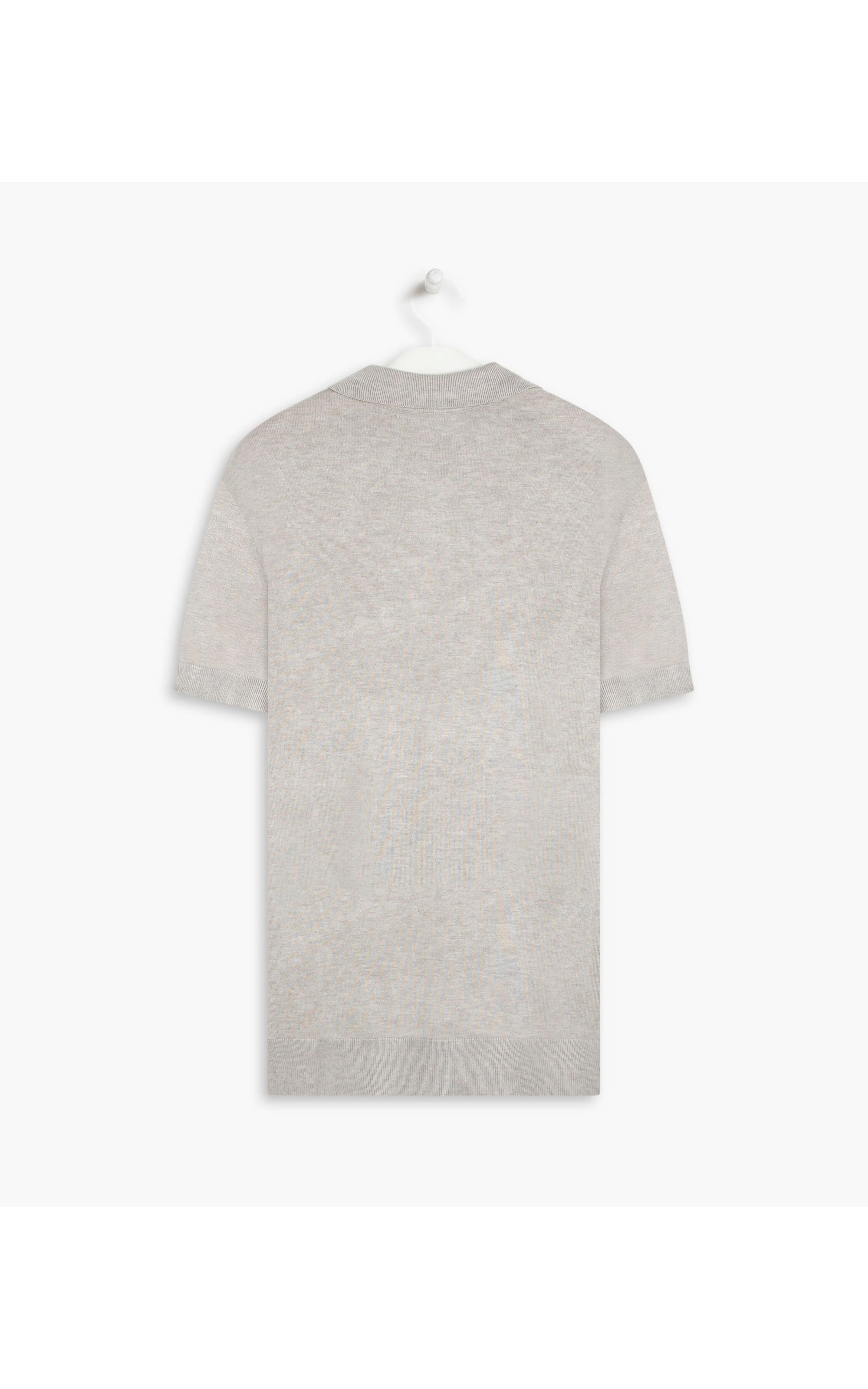 Tricot Linho Polo Linho Manga Curta Cinza Claro