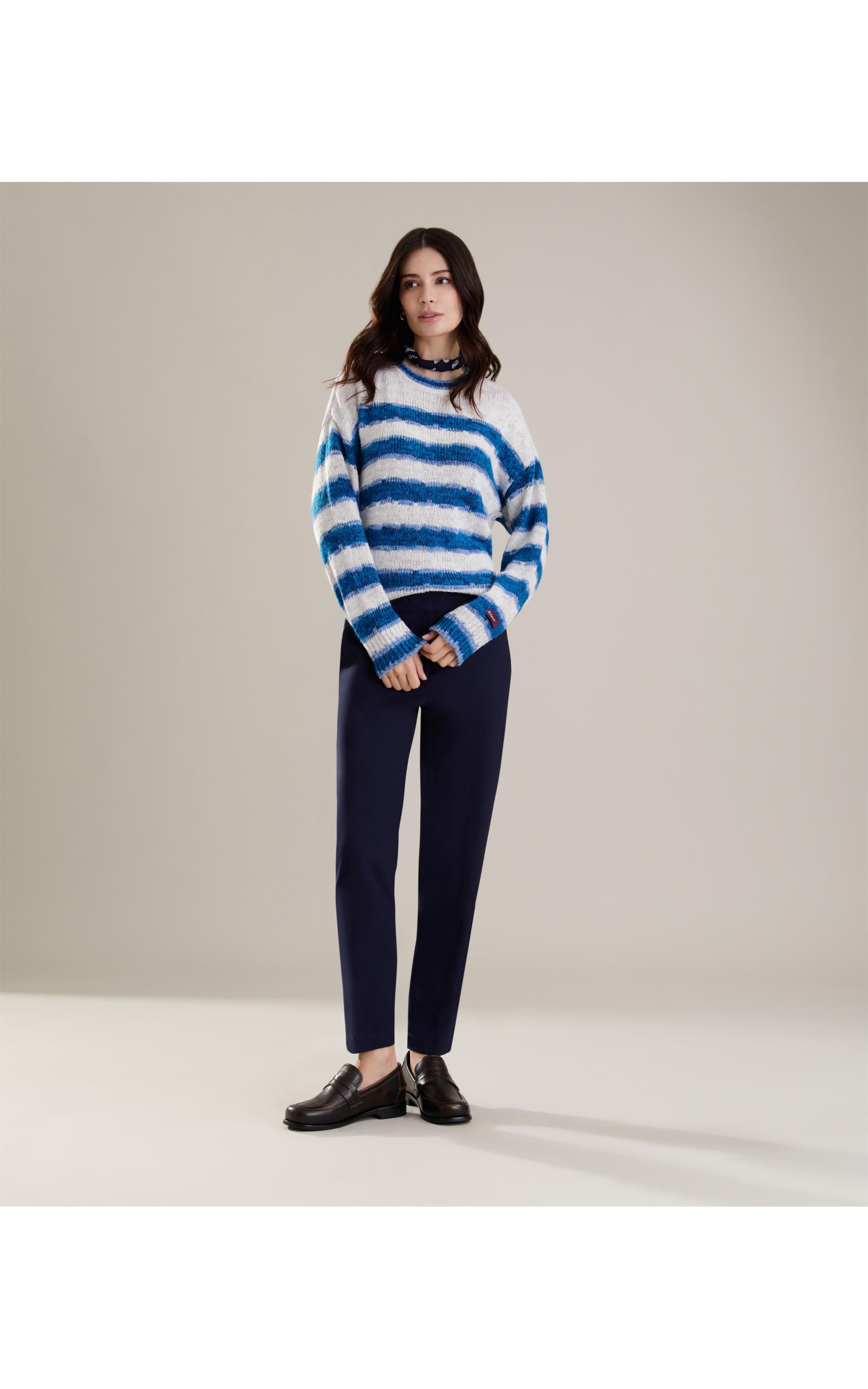 Tricot Maia Listrado Azul Bic