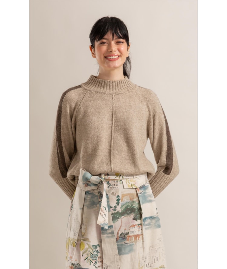 Tricot Martina Gola Alta Bege