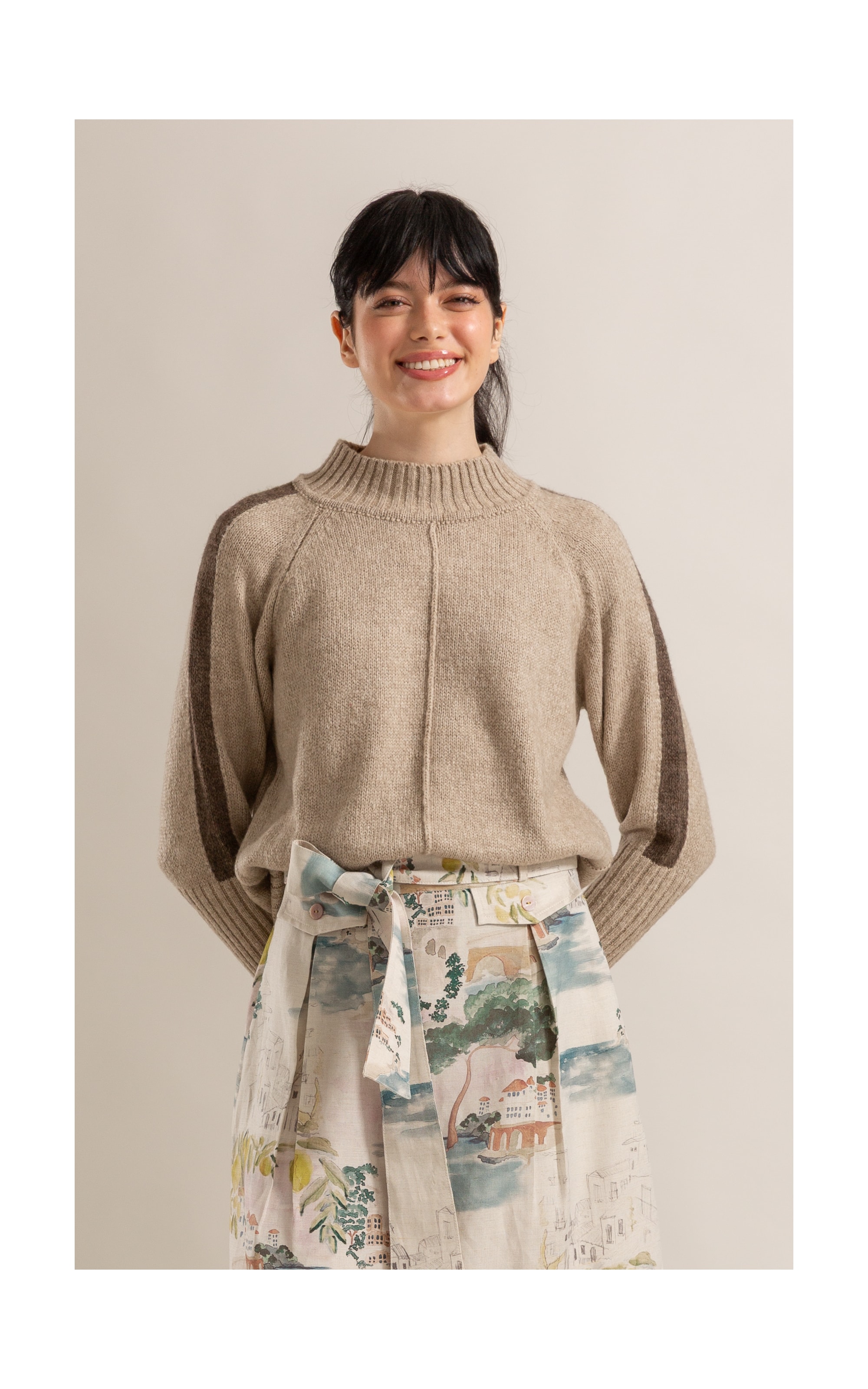 Tricot Martina Gola Alta Bege