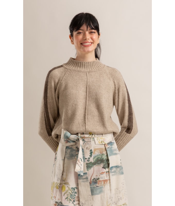 Tricot Martina Gola Alta Bege