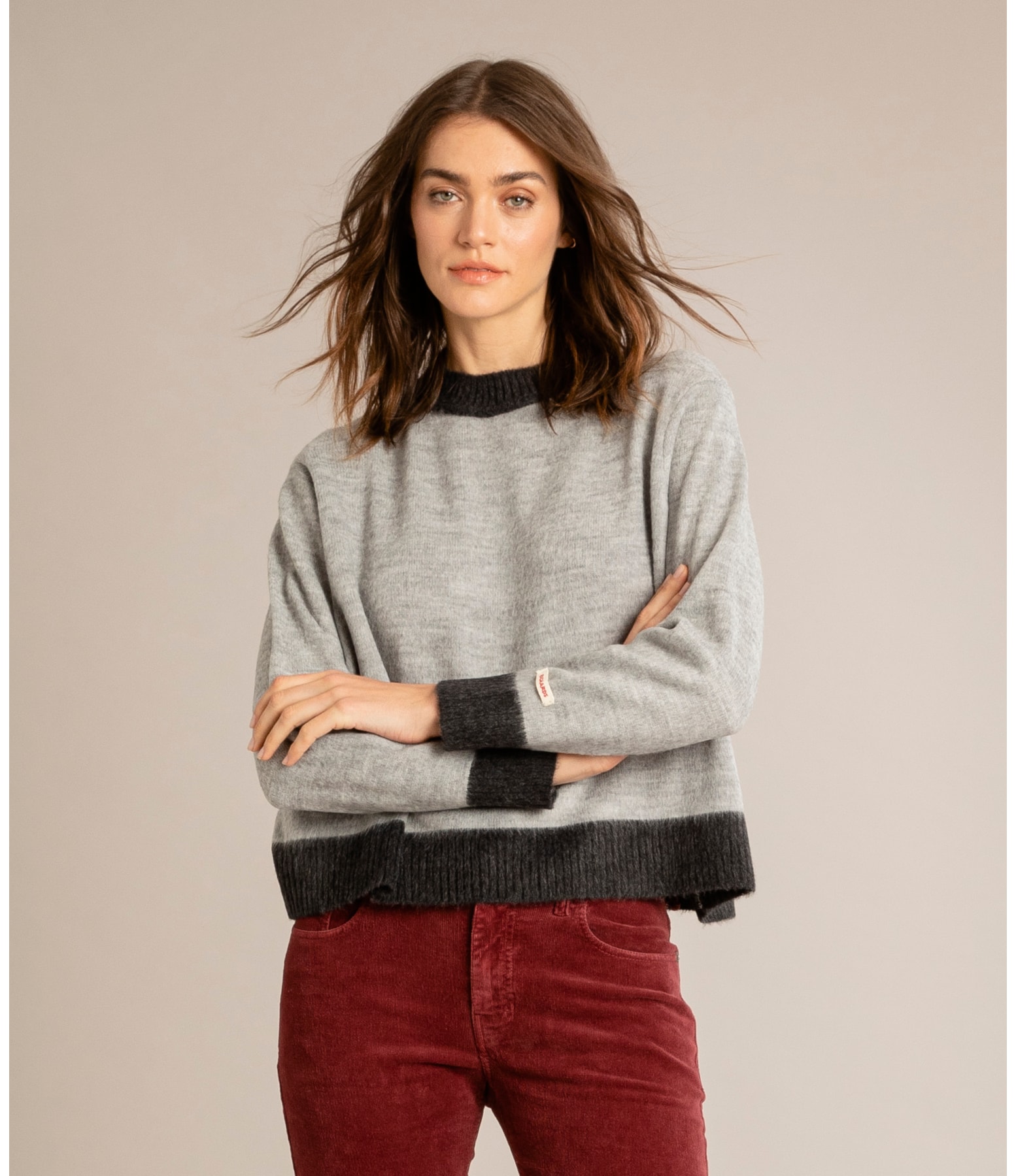 Tricot Merida Liso Cinza Mescla