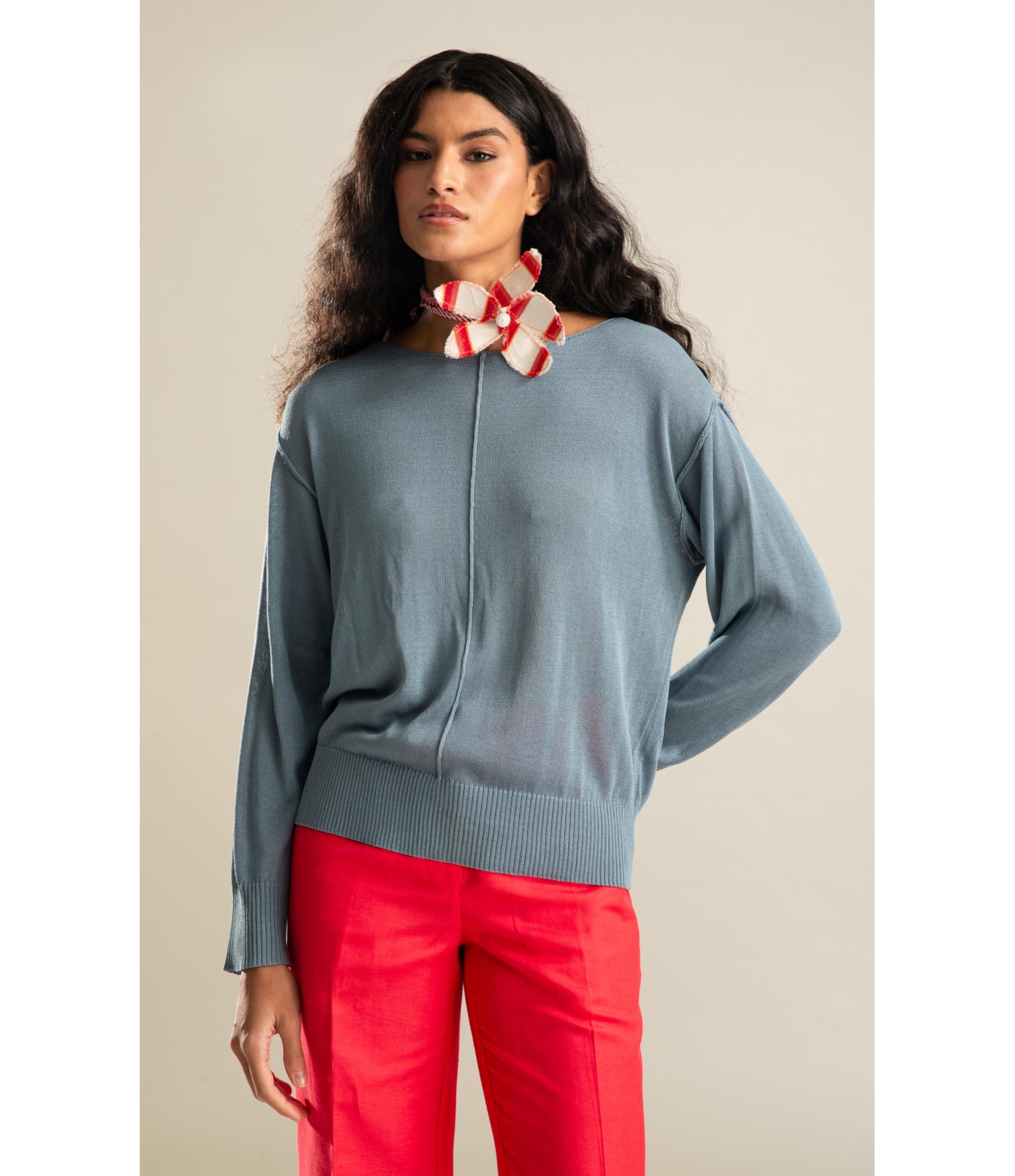 Tricot Mila Linho Azul Seco