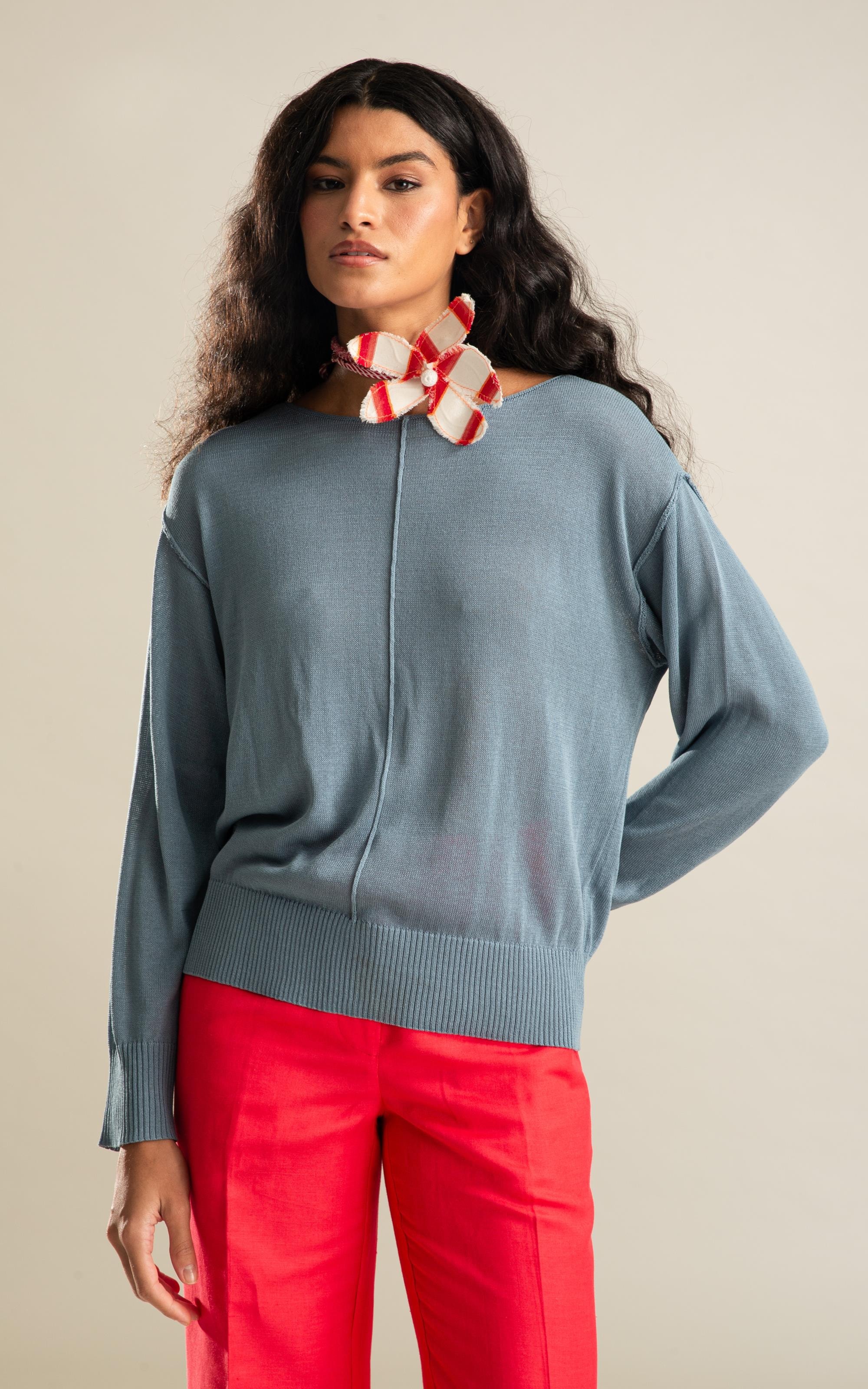 Tricot Mila Linho Azul Seco