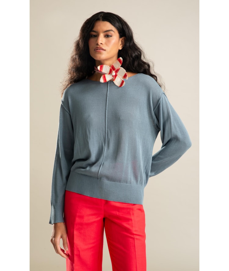 Tricot Mila Linho Azul Seco