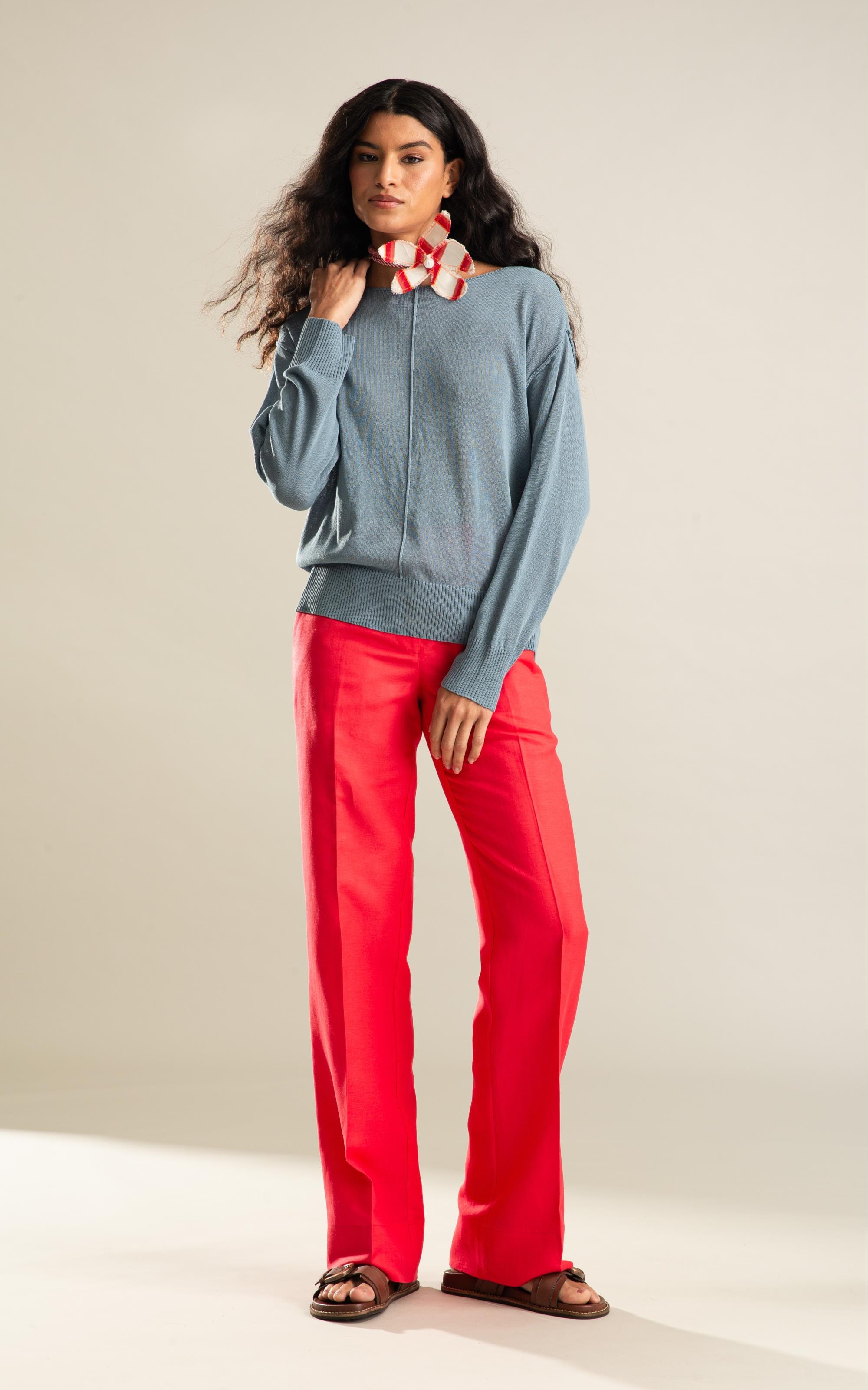 Tricot Mila Linho Azul Seco
