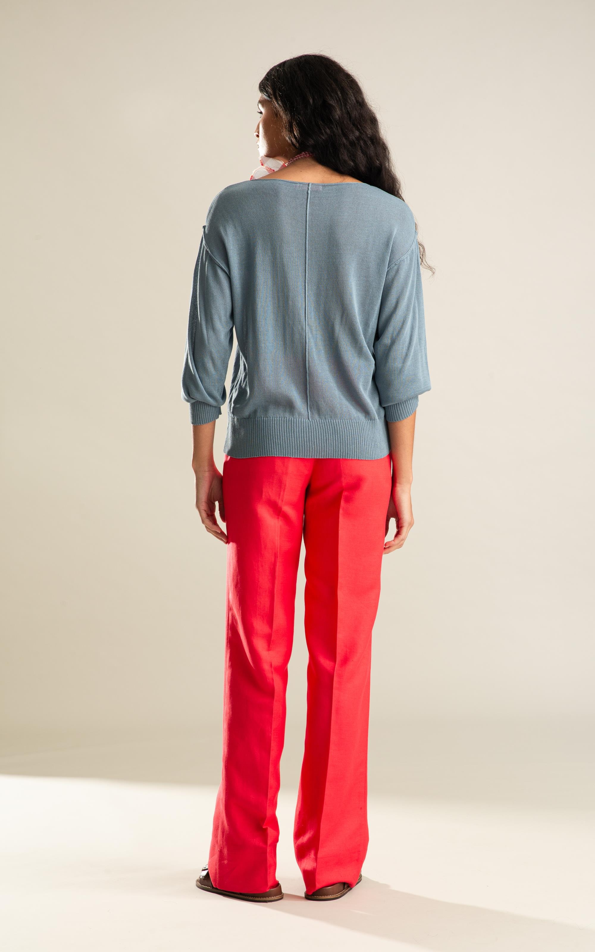 Tricot Mila Linho Azul Seco