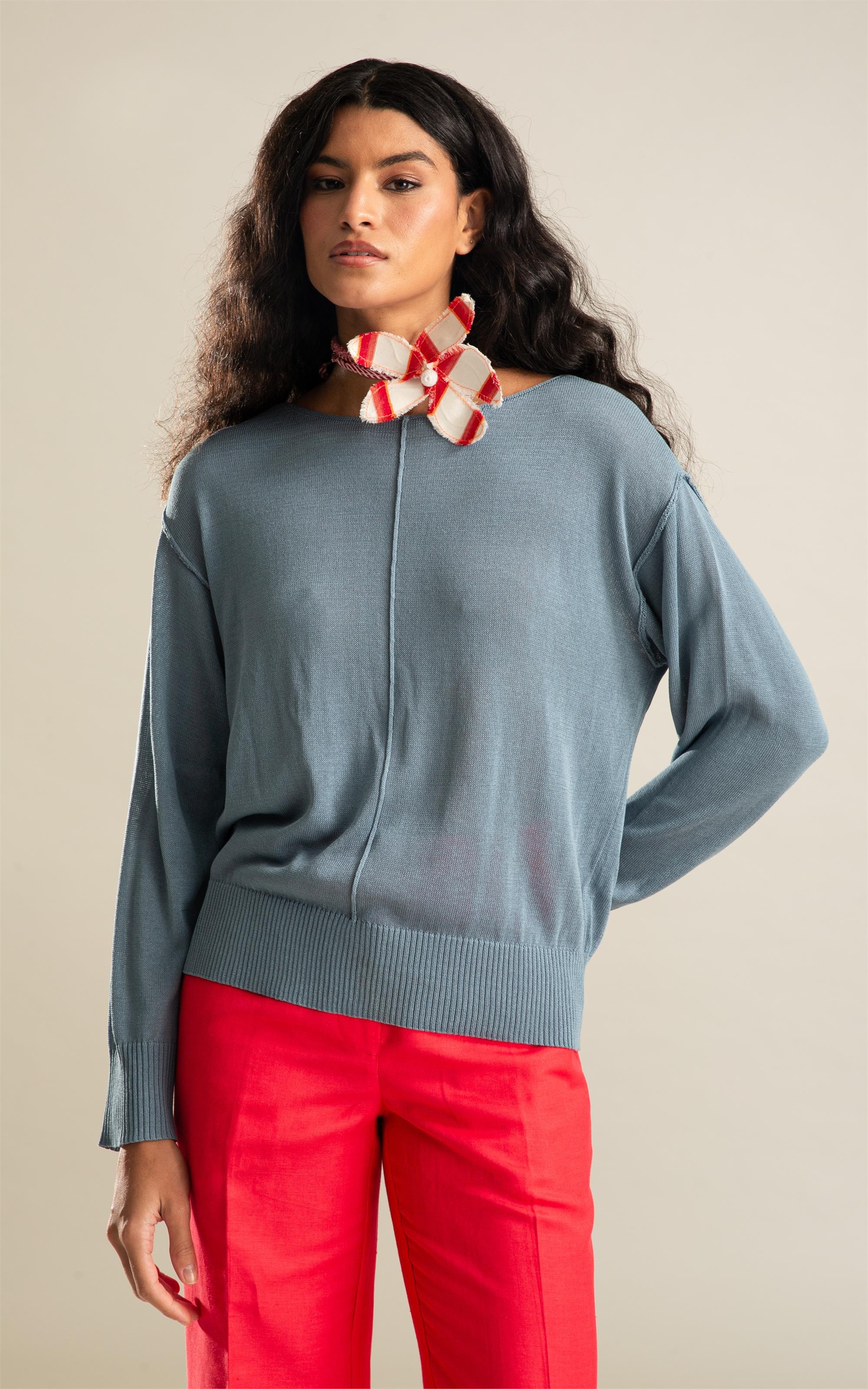 Tricot Mila Linho Azul Seco