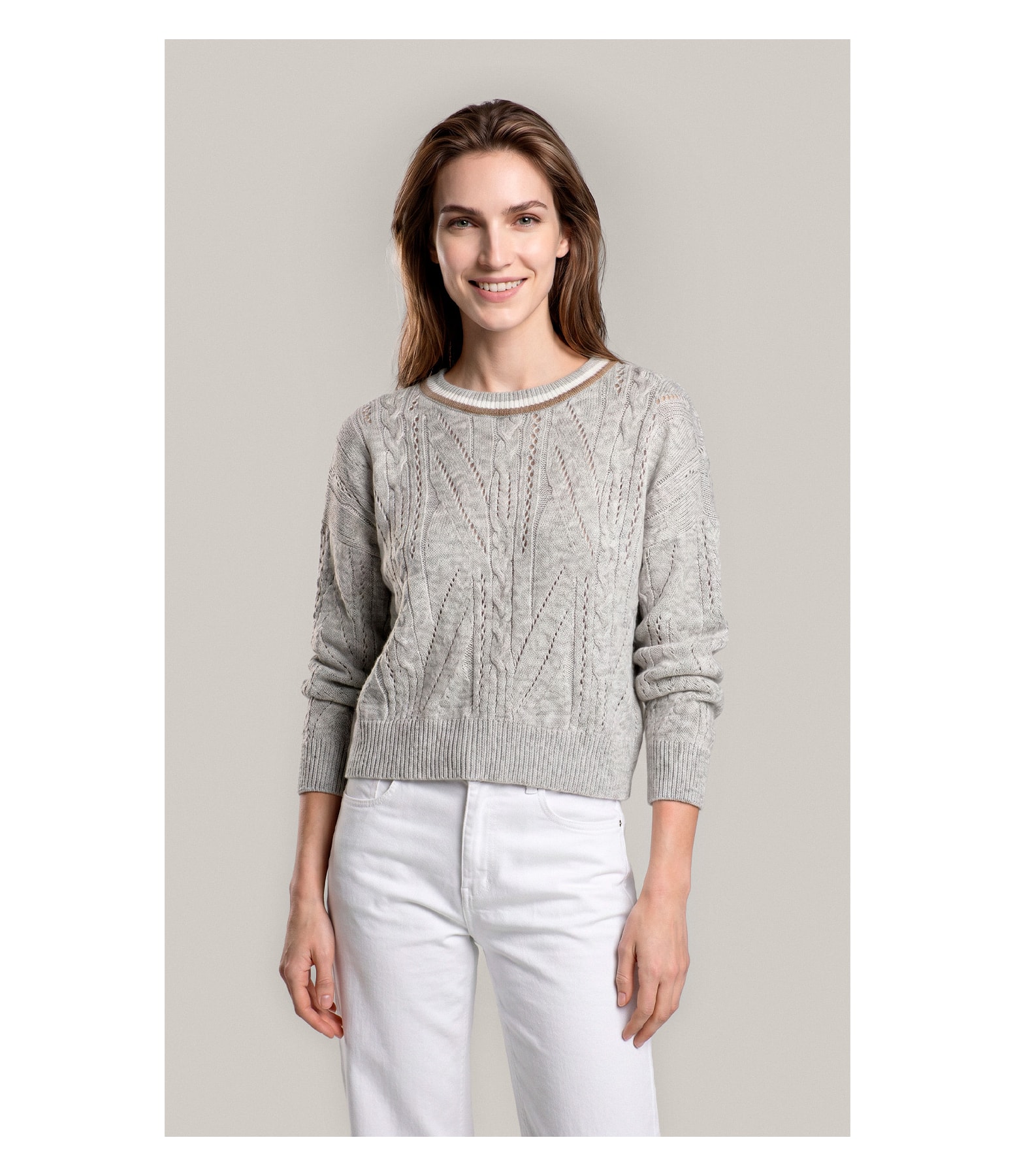 Tricot Mina Textura Trançado Ml Bege