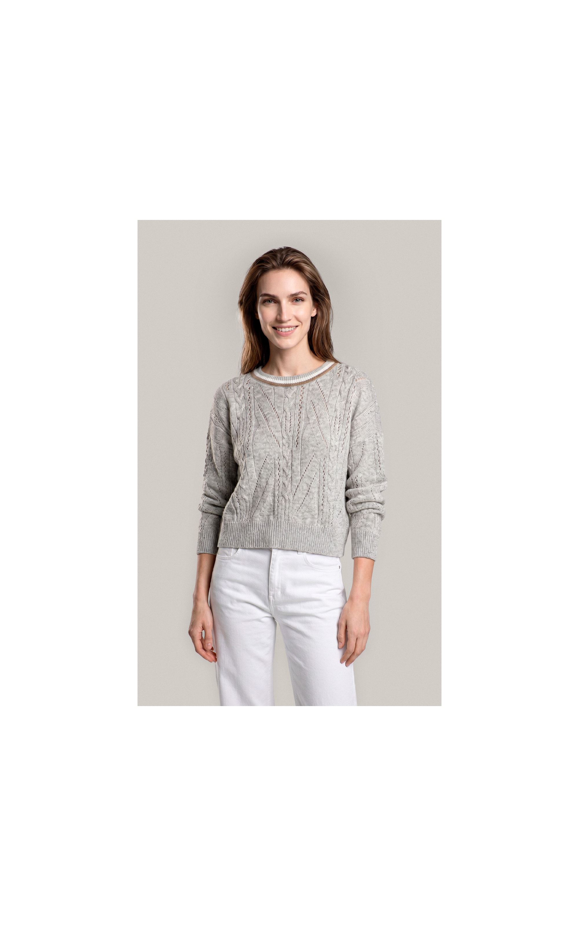 Tricot Mina Textura Trançado Ml Bege