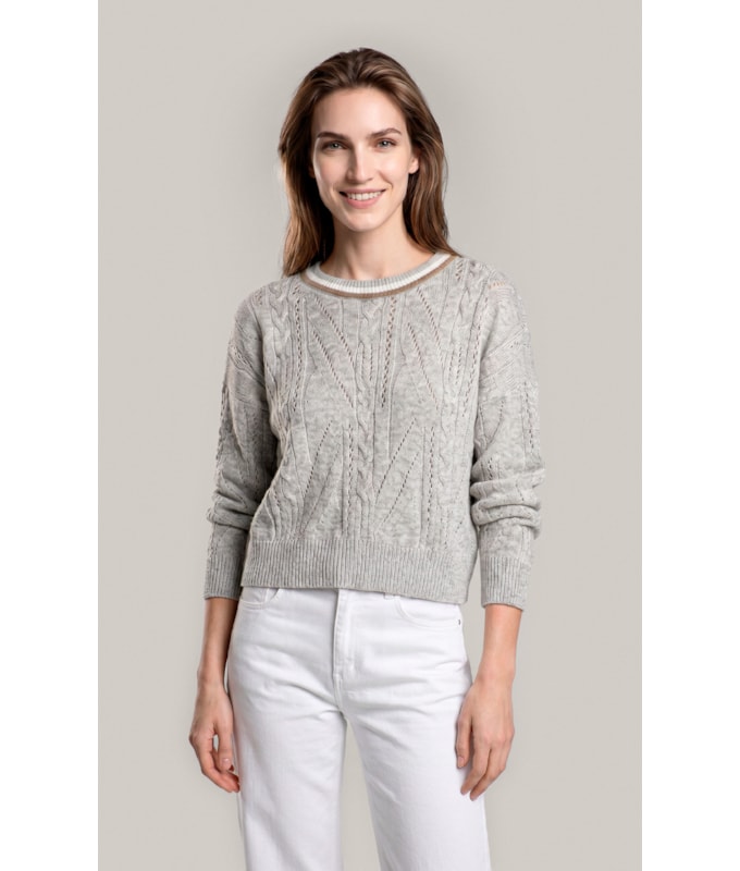 Tricot Mina Textura Trançado Ml Bege