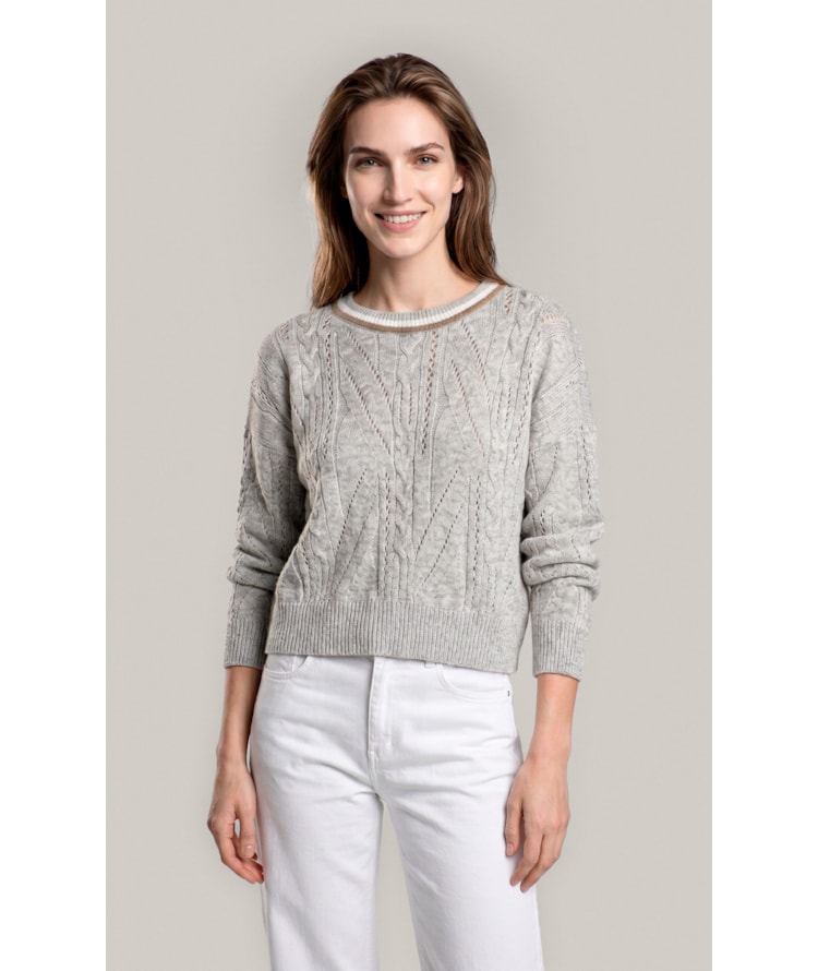 Tricot Mina Textura Trançado Ml Bege