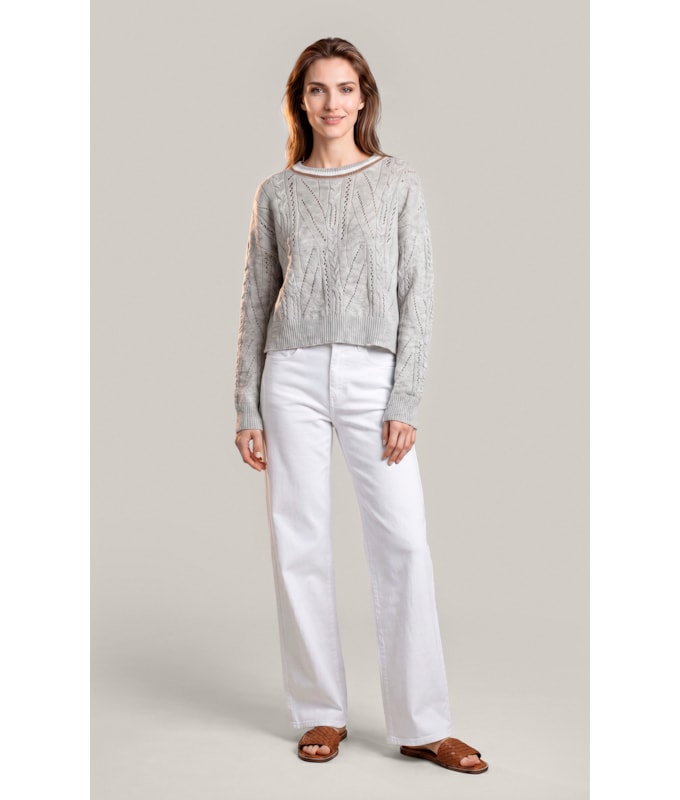 Tricot Mina Textura Trançado Ml Bege