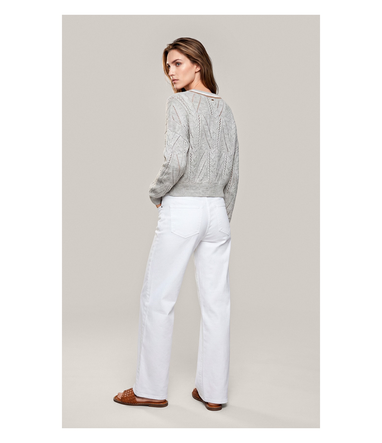 Tricot Mina Textura Trançado Ml Bege
