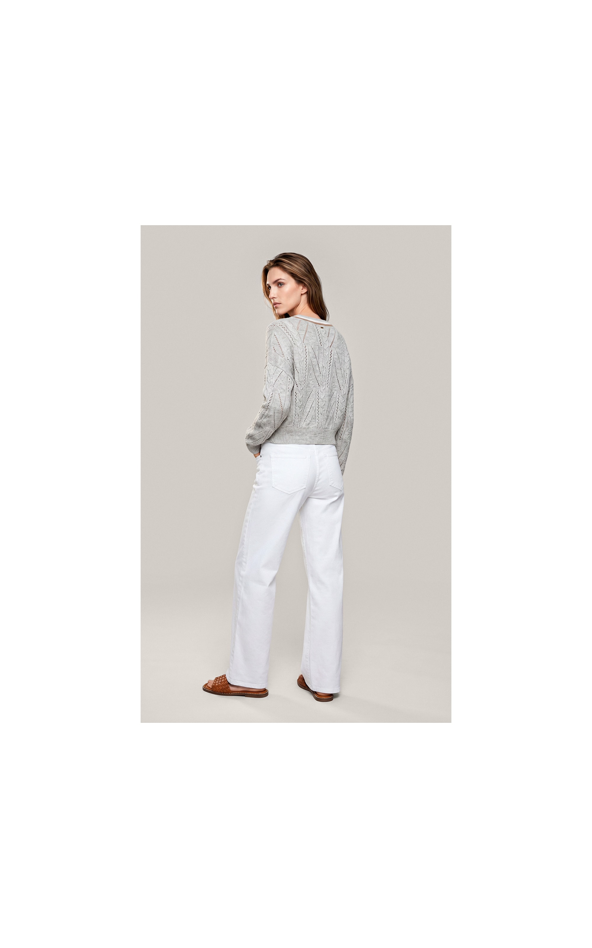 Tricot Mina Textura Trançado Ml Bege