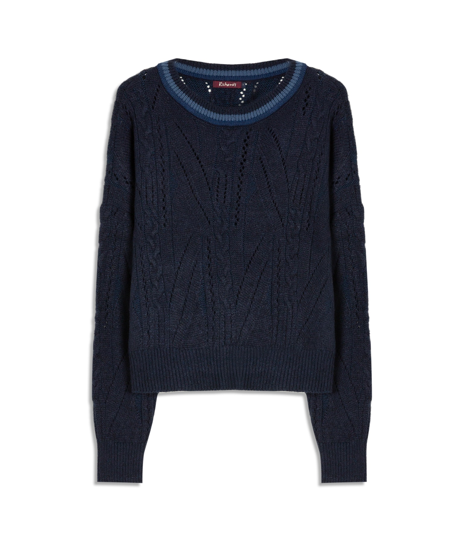 Tricot Mina Textura Trançado Ml Dark Navy