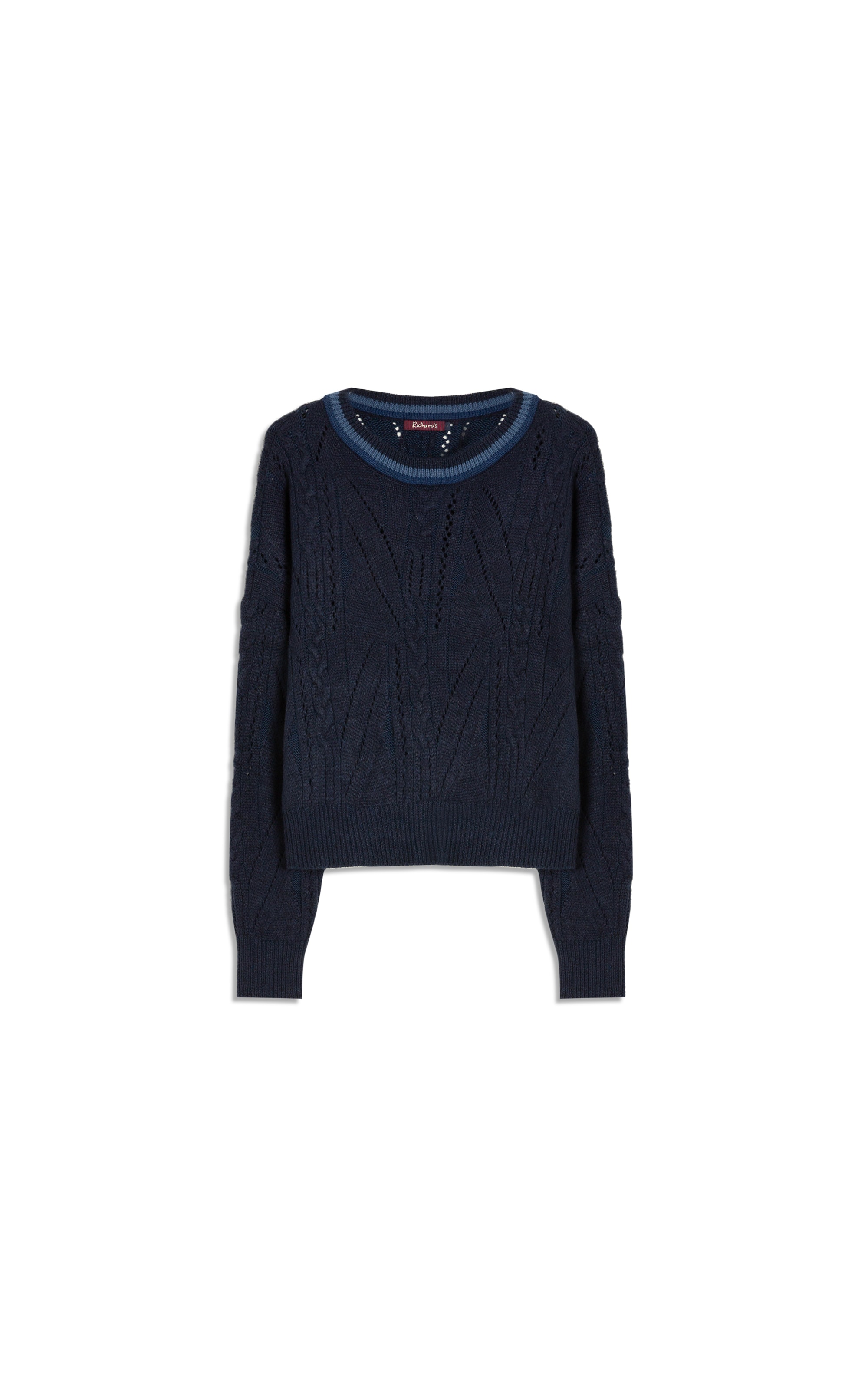 Tricot Mina Textura Trançado Ml Dark Navy