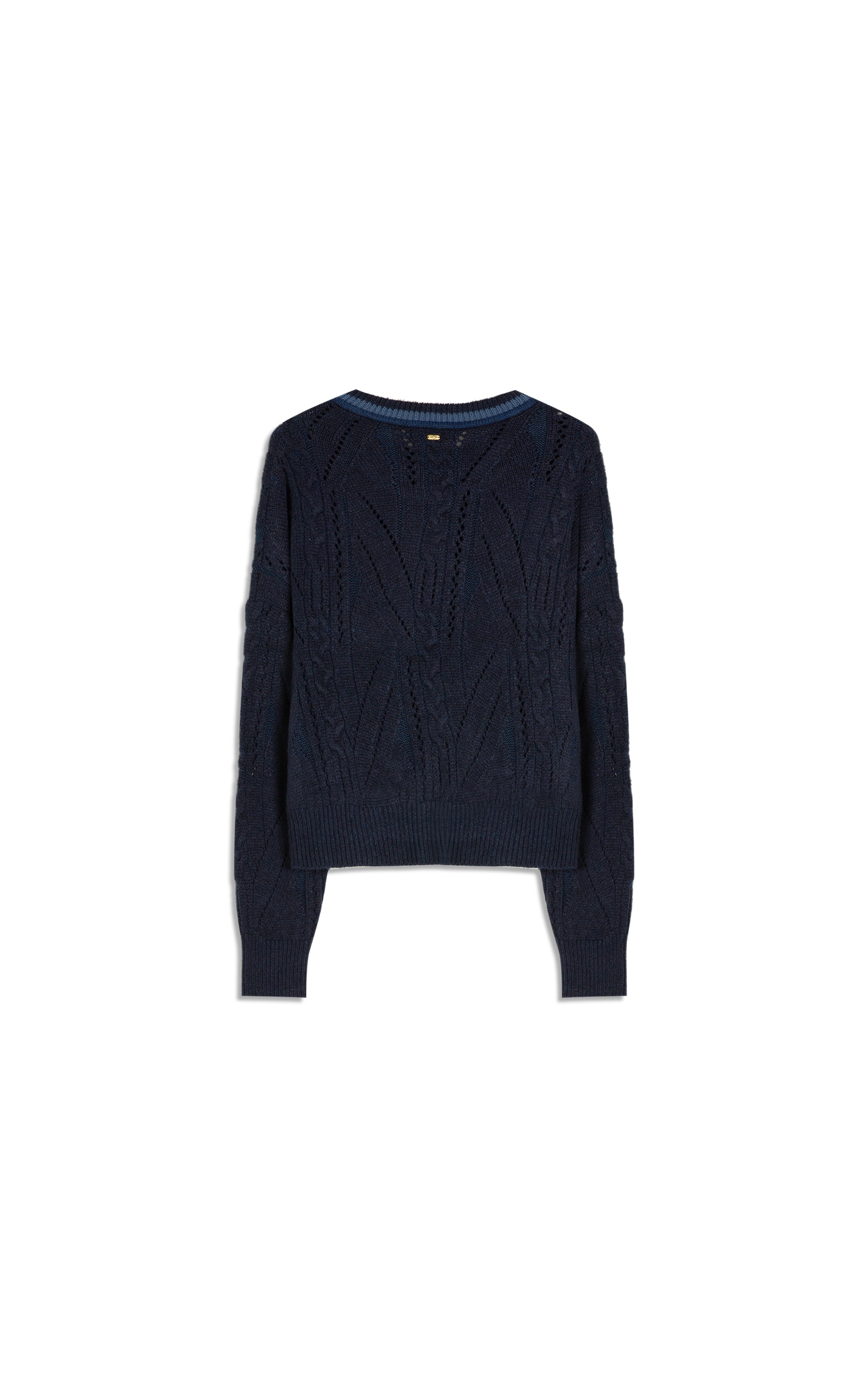 Tricot Mina Textura Trançado Ml Dark Navy