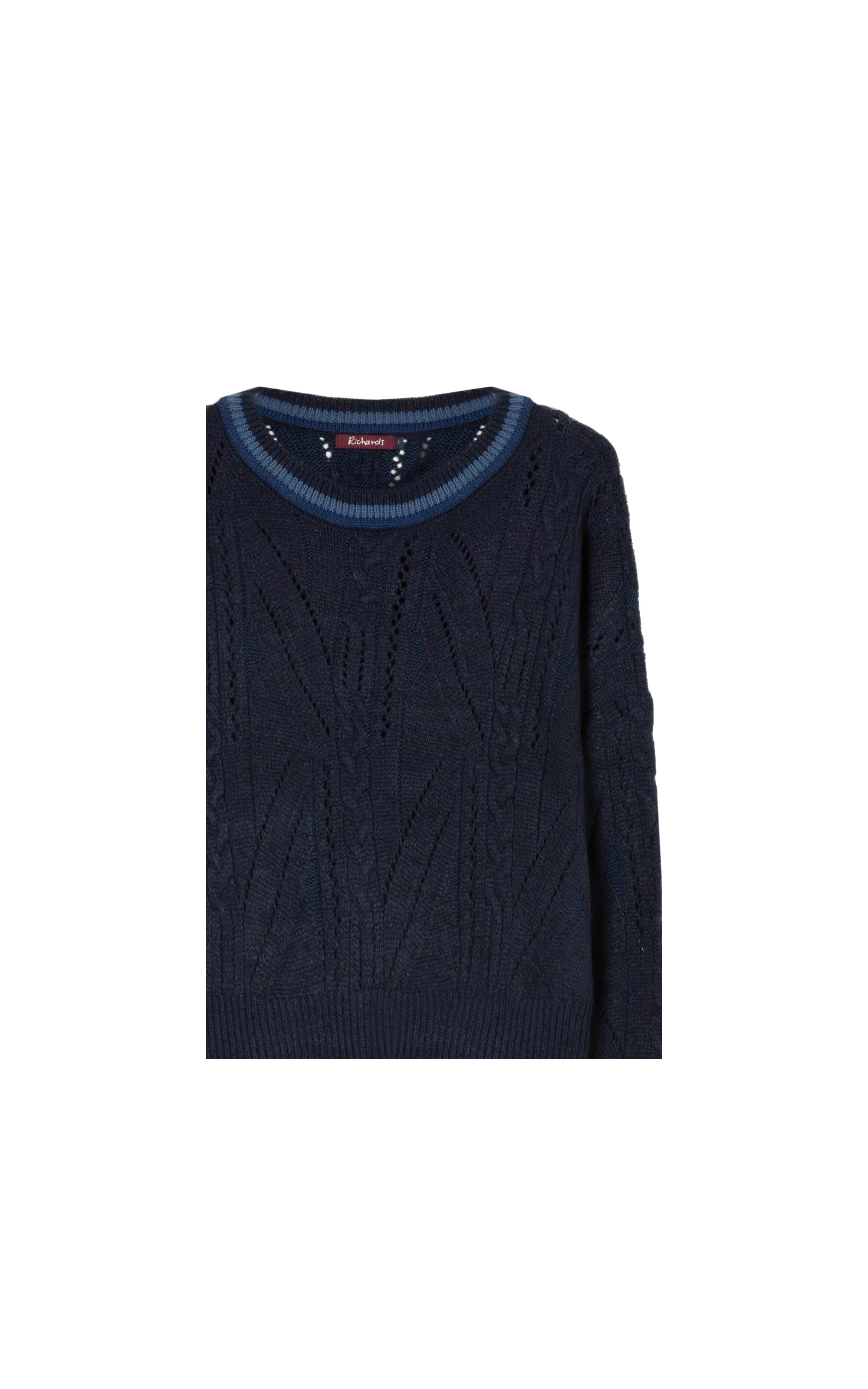 Tricot Mina Textura Trançado Ml Dark Navy