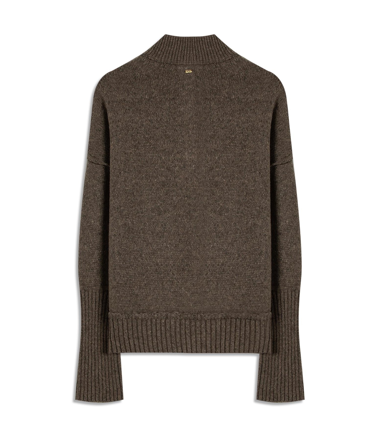 Tricot Myra Zíper Gola Alta Marrom