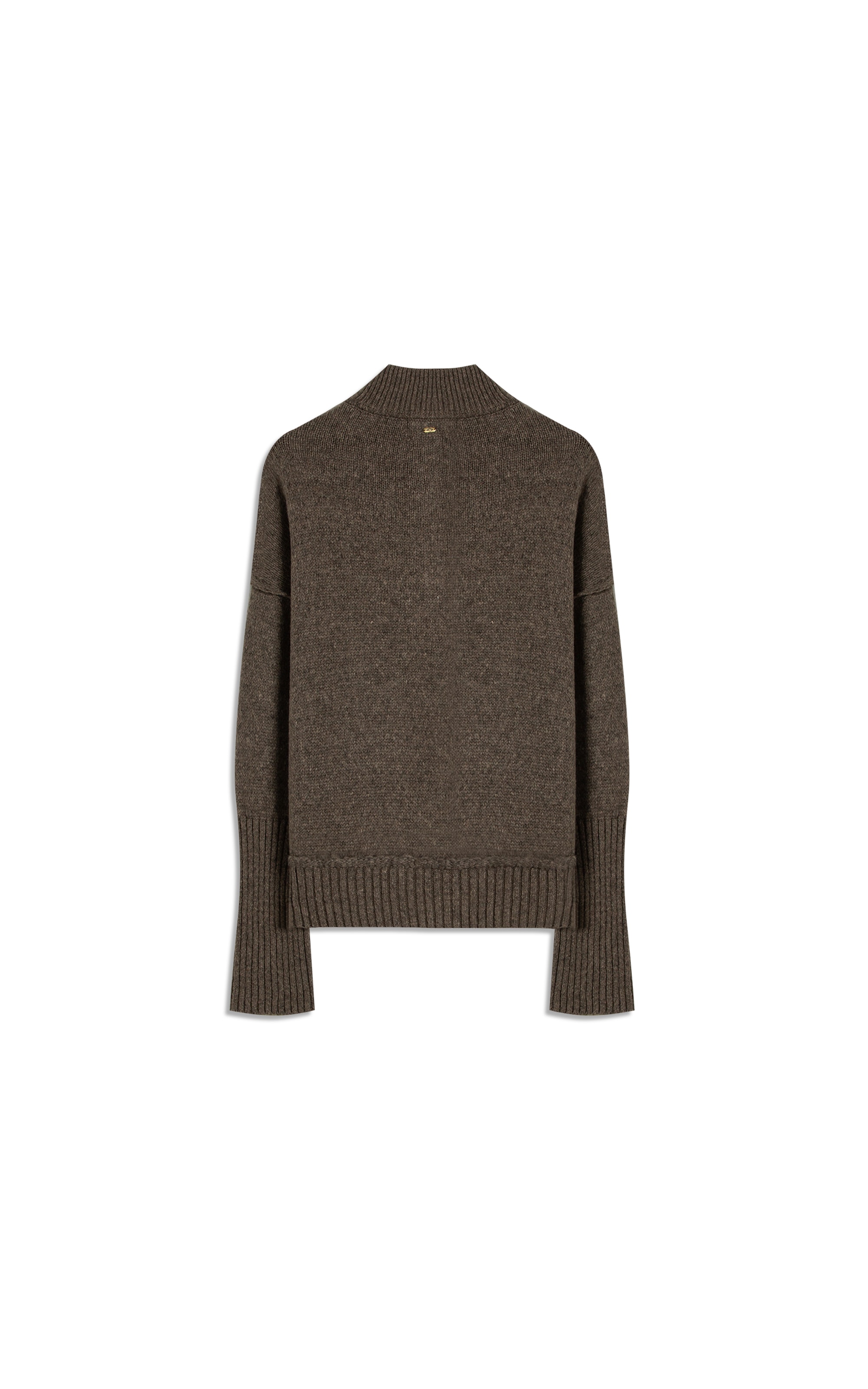 Tricot Myra Zíper Gola Alta Marrom
