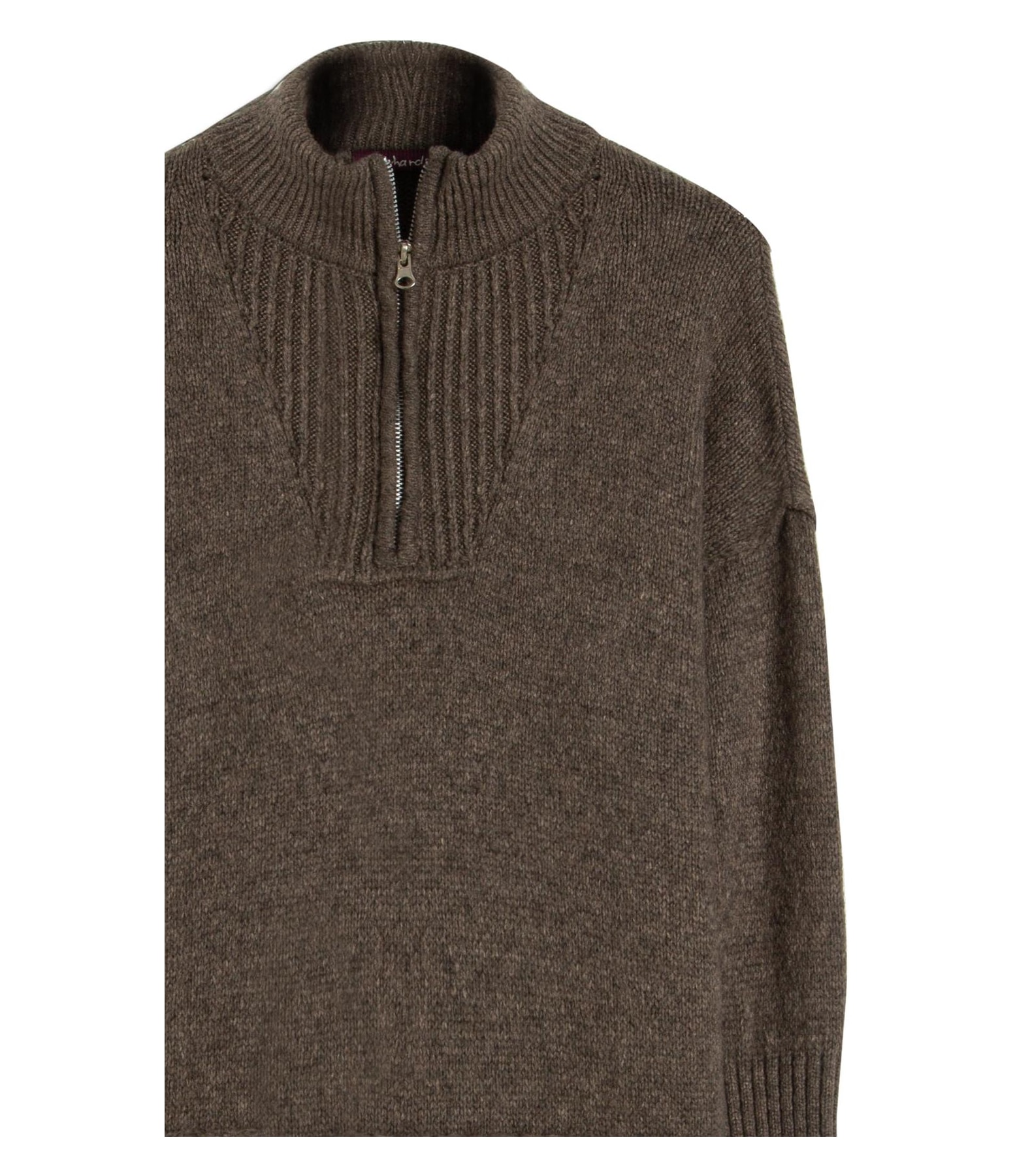 Tricot Myra Zíper Gola Alta Marrom