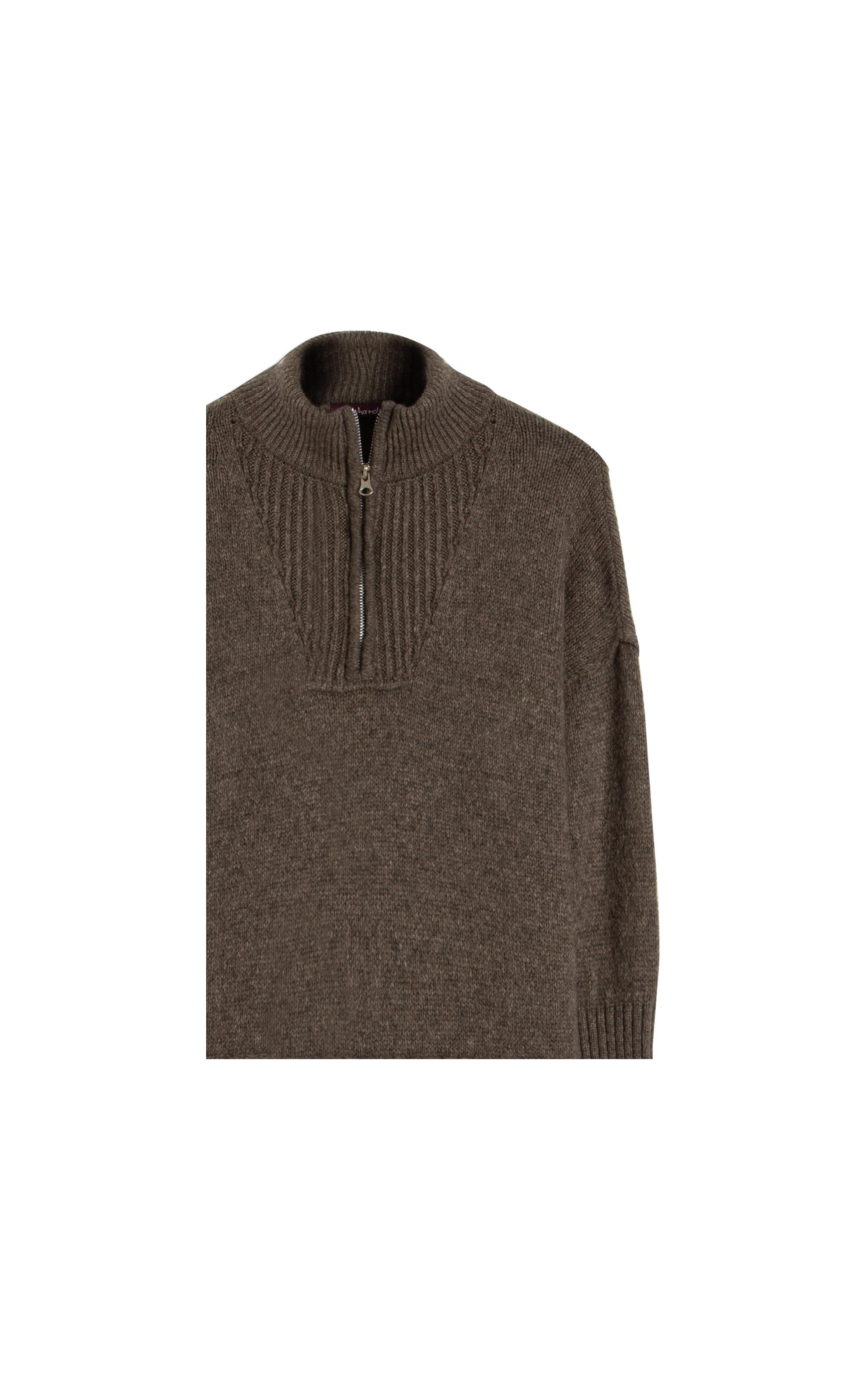 Tricot Myra Zíper Gola Alta Marrom