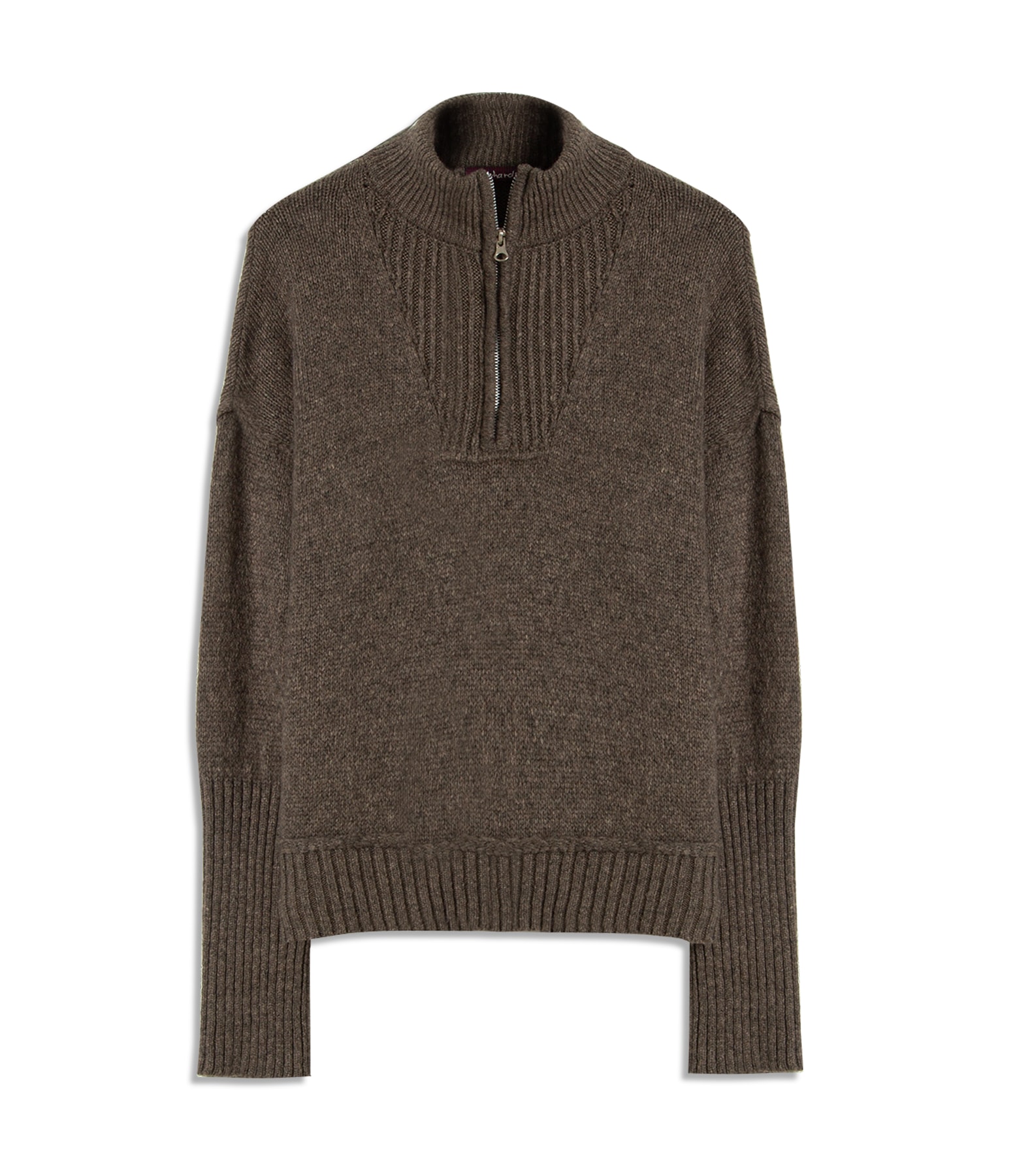 Tricot Myra Zíper Gola Alta Marrom