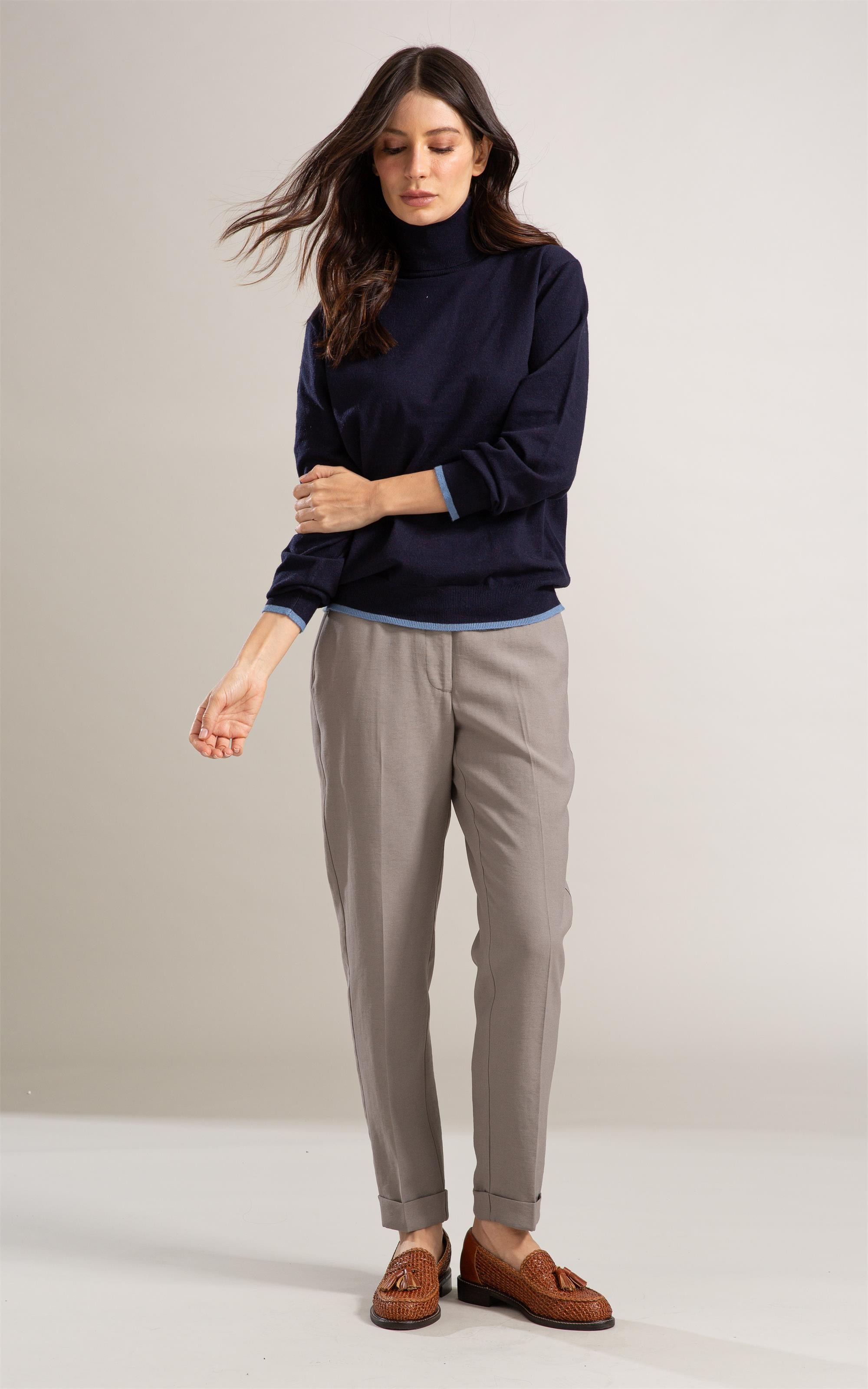Tricot Olivia Gola Alta Pbt Marinho
