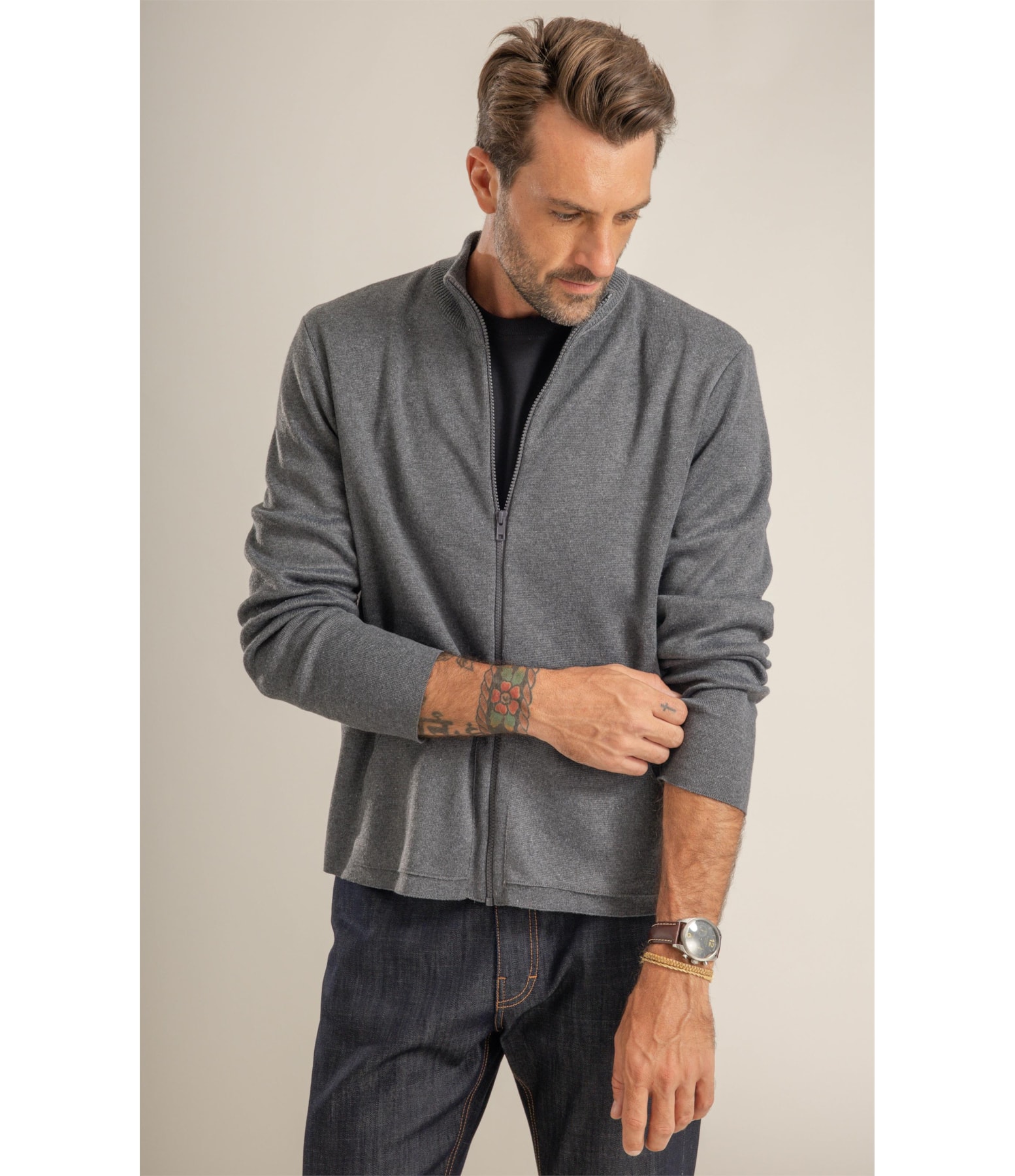 Tricot Pierre Ziper Ml Chumbo