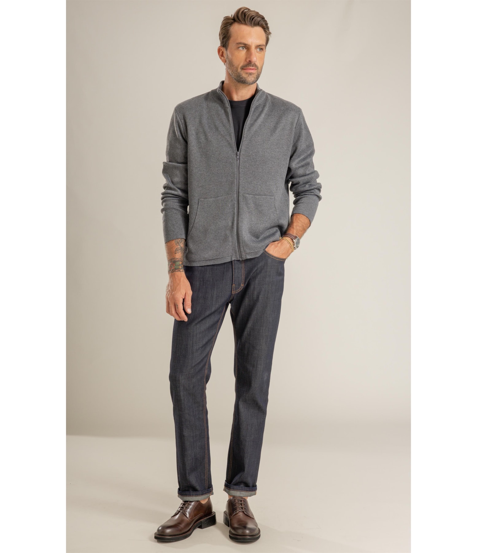 Tricot Pierre Ziper Ml Chumbo