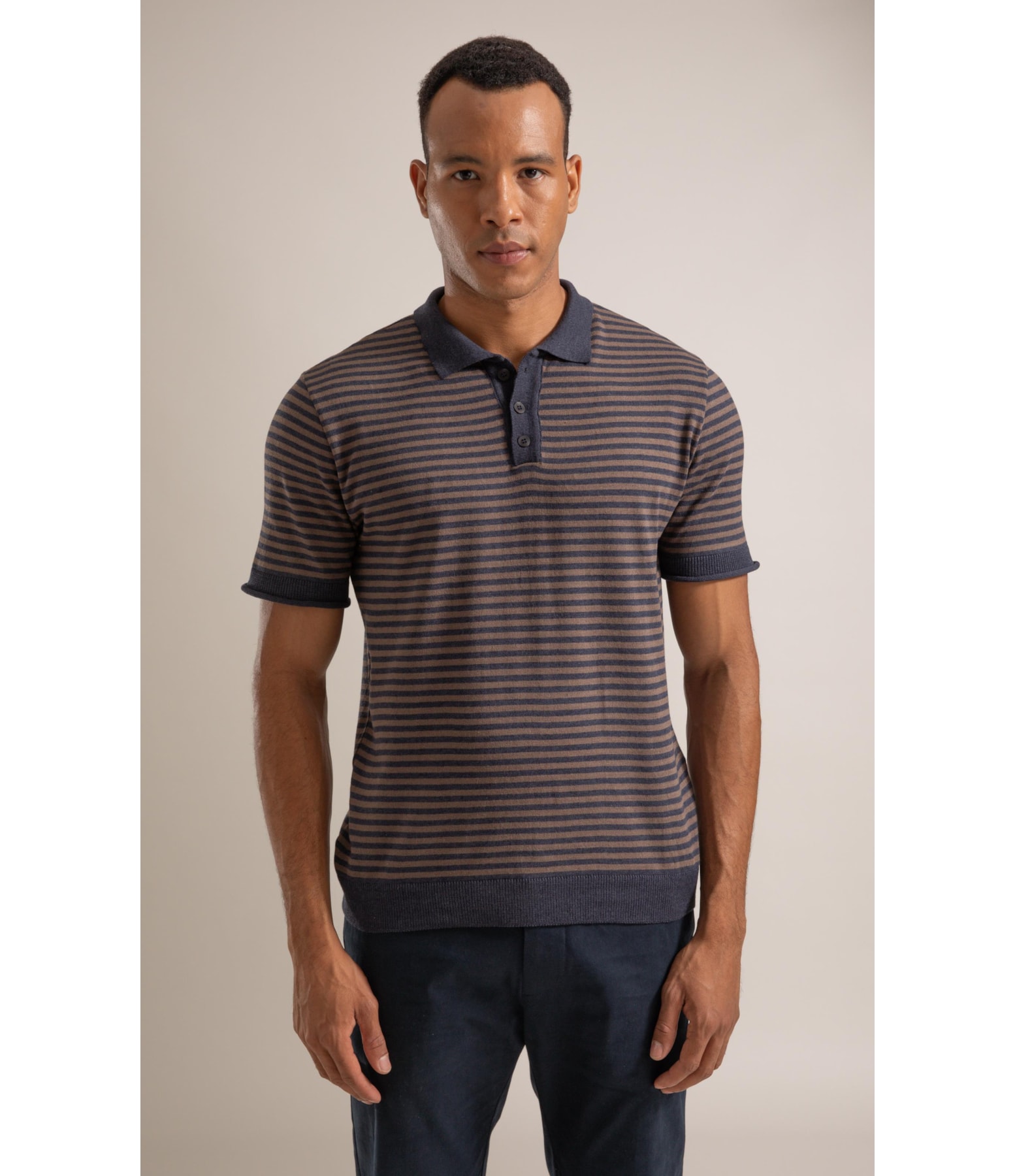 Tricot Polo Assis Seridó Listrada Marinho