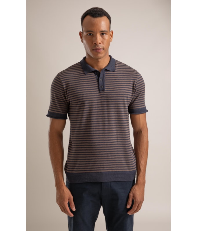 Tricot Polo Assis Seridó Listrada Marinho