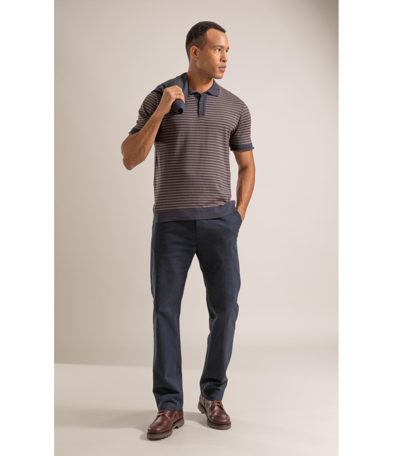 Tricot Polo Assis Seridó Listrada Marinho