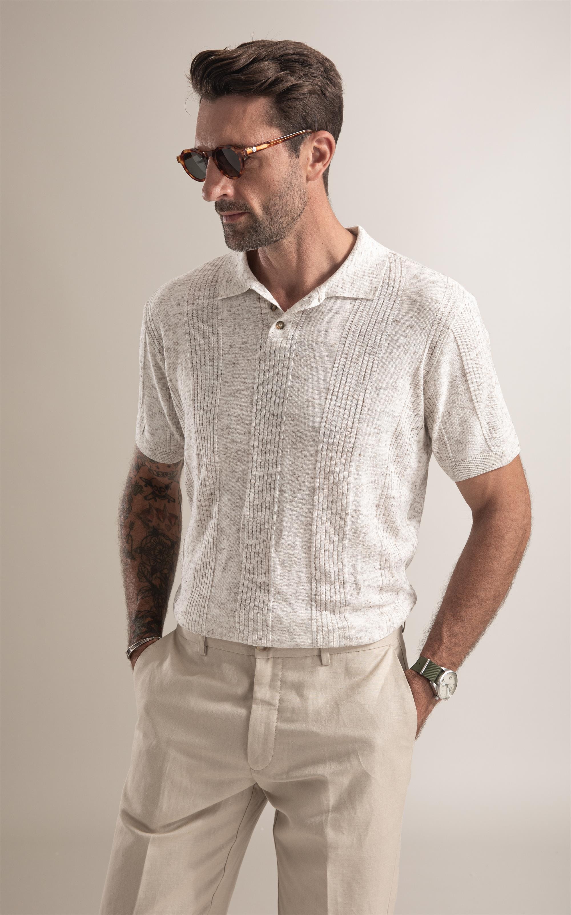 Tricot Polo Evan Mescla Natural