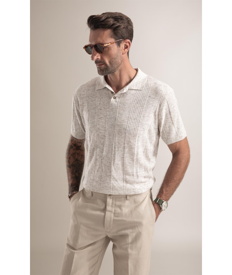 Tricot Polo Evan Mescla Natural