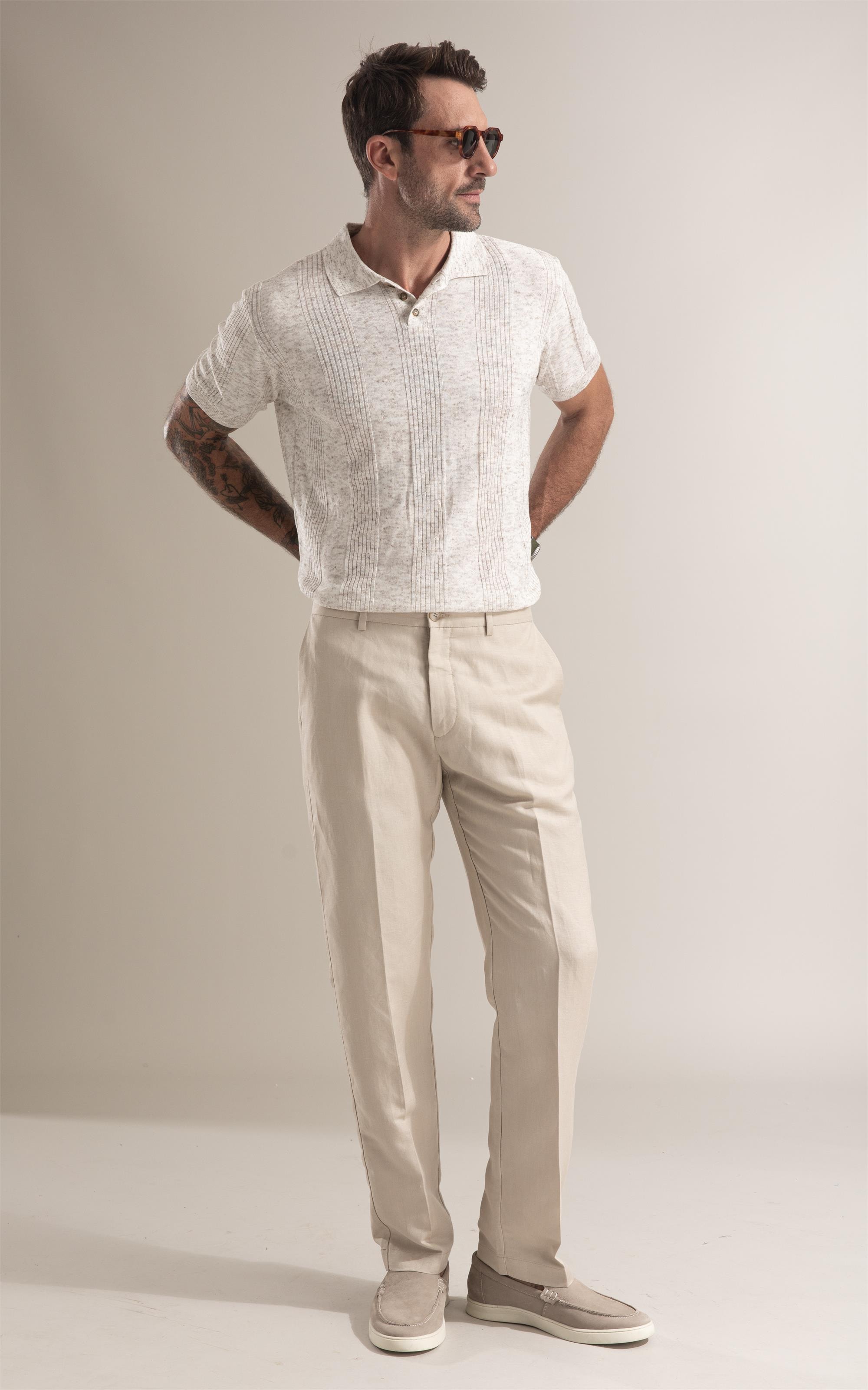 Tricot Polo Evan Mescla Natural