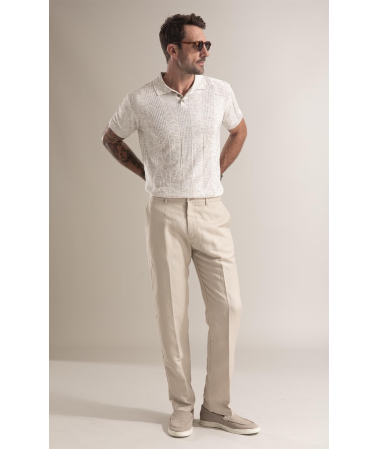 Tricot Polo Evan Mescla Natural