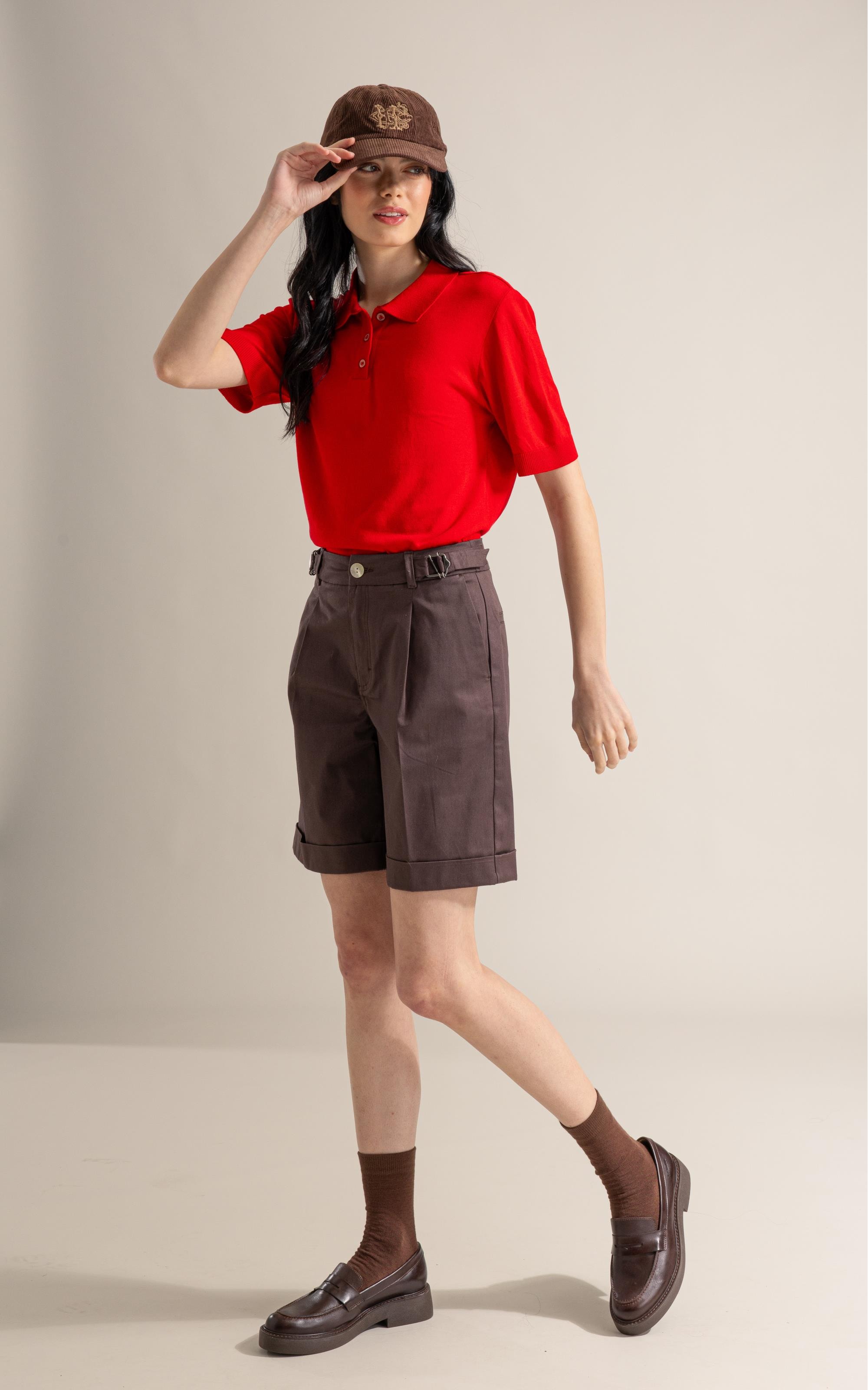 Tricot Polo Greta Modal Mc Vermelho