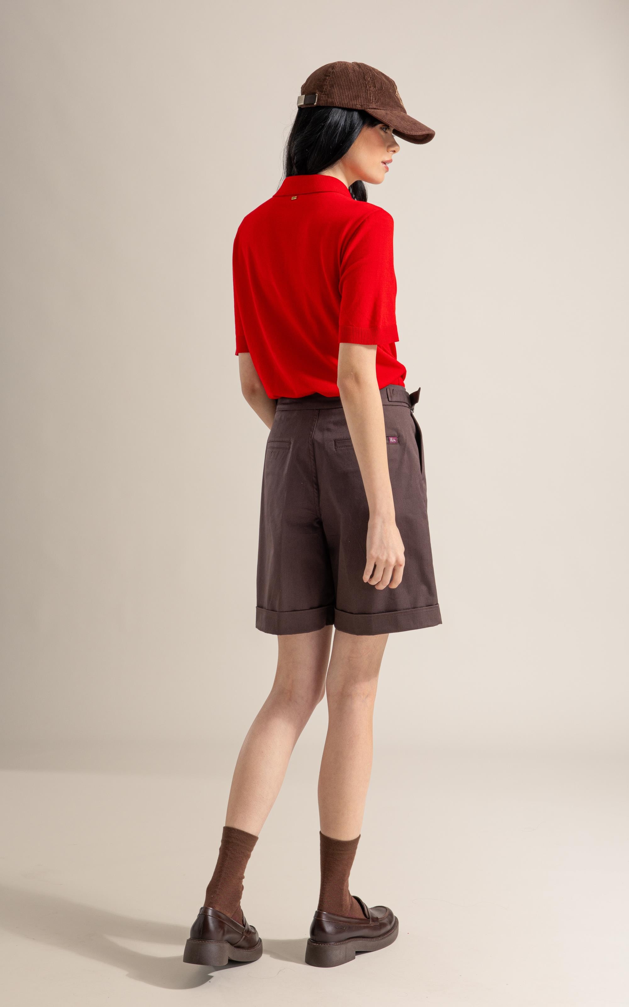 Tricot Polo Greta Modal Mc Vermelho