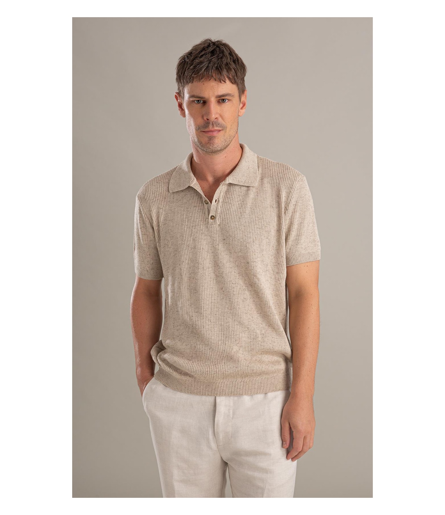 Tricot Polo Gui Mescla Mc Natural